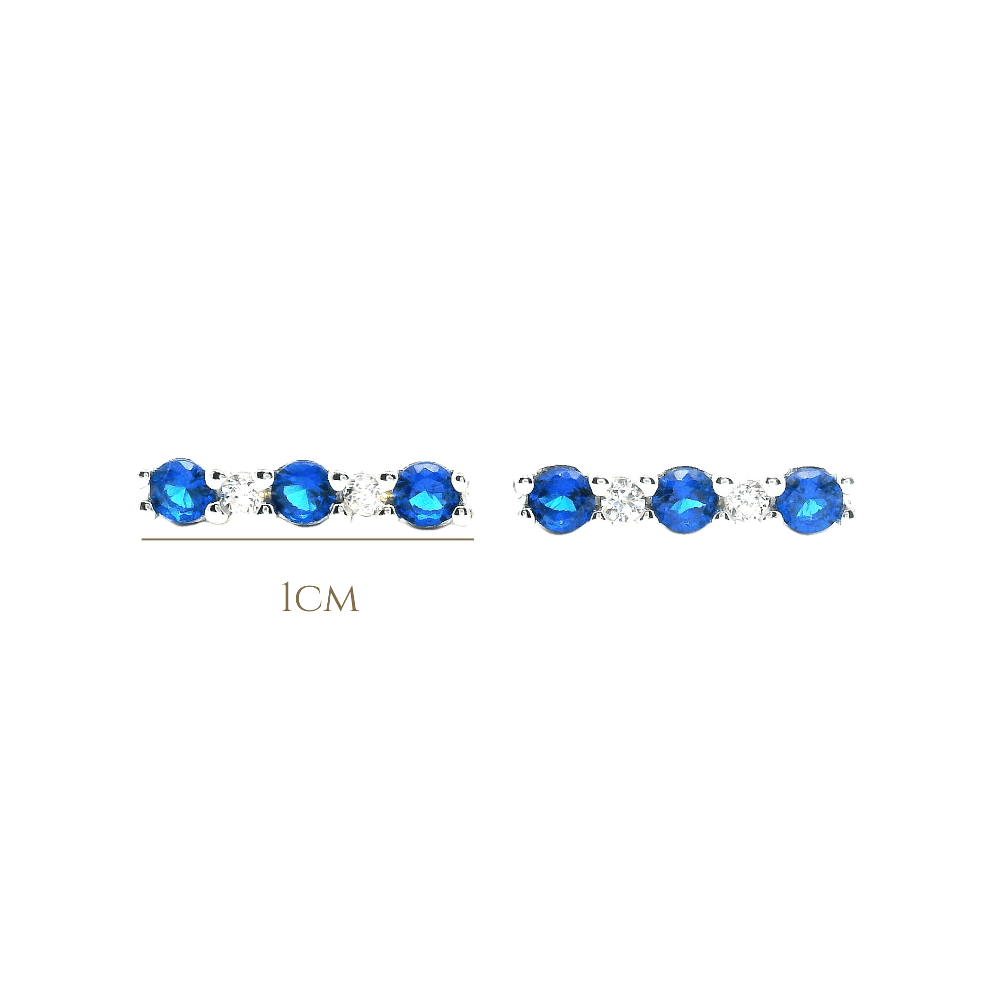 925SL BAR CZ BLUE WITH WHITE CZ EARRINGS - C'SANTOS