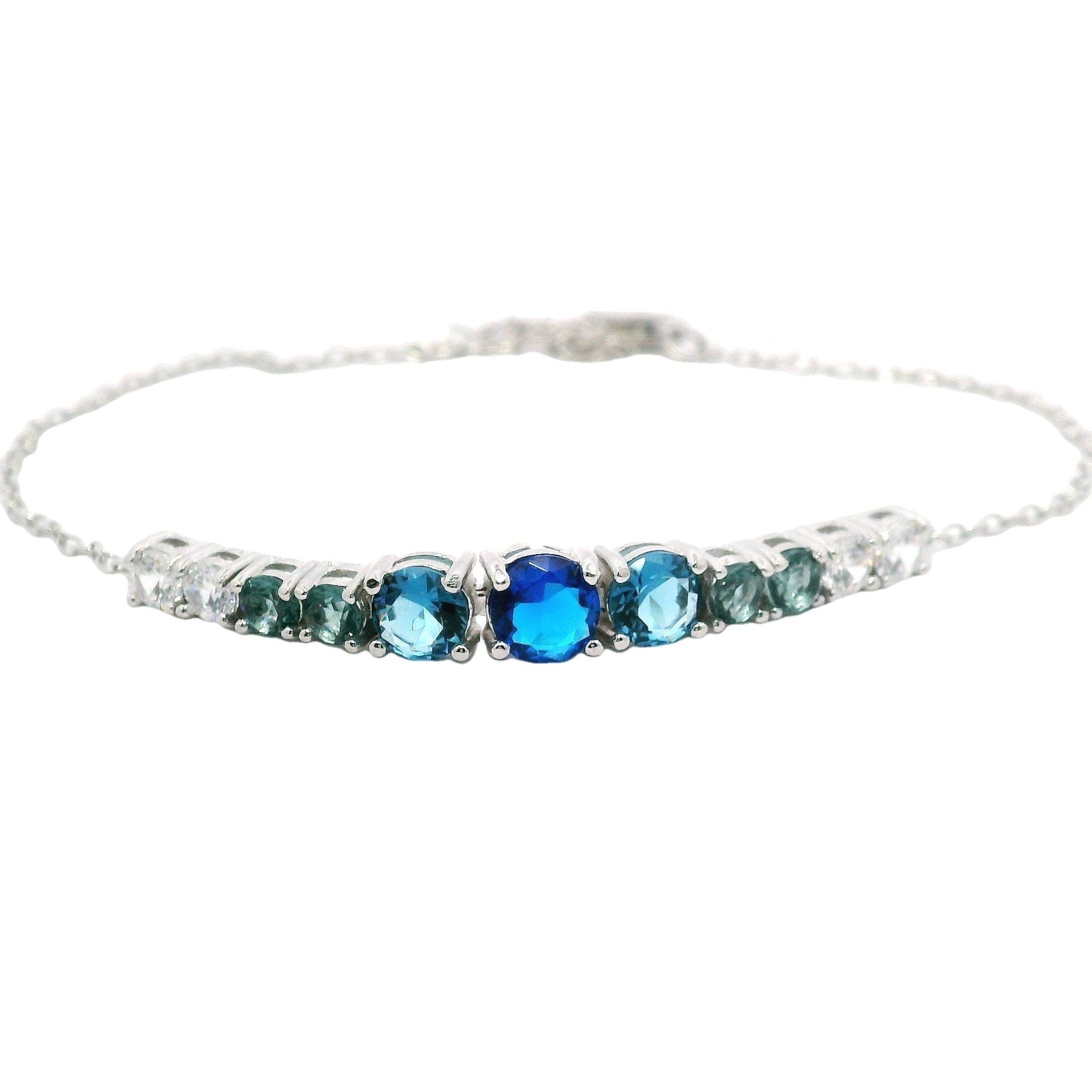 925SL BAR MULTIBLUE CZ BRACELET - C'SANTOS