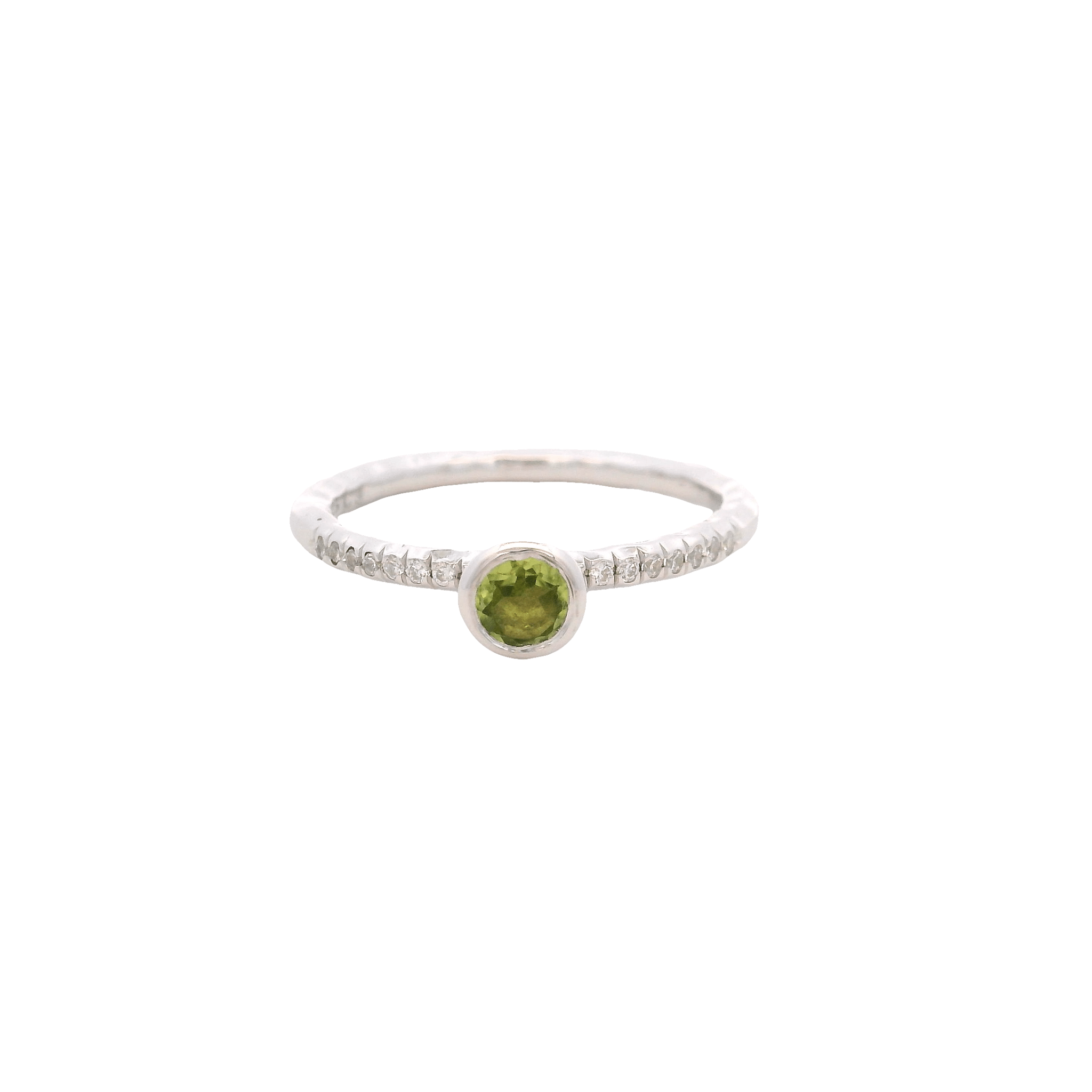 925SL BEZEL PERIDOT AND CZ RING T6.5 - C'SANTOS