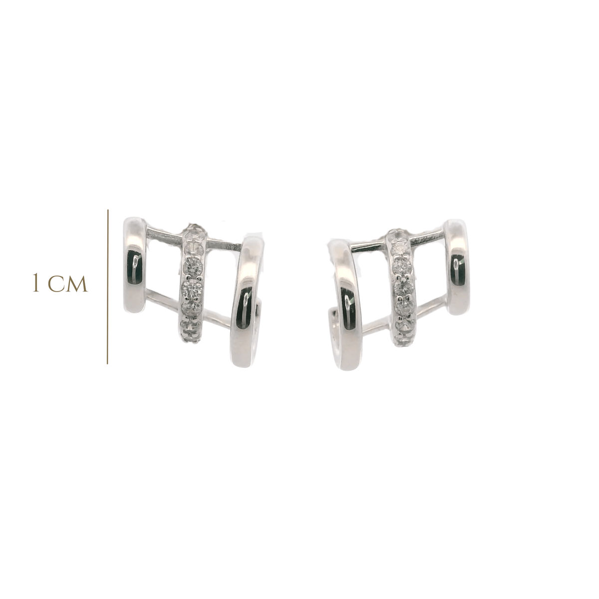 925SL CLAW TRIPLE ROW EARRINGS - C'SANTOS