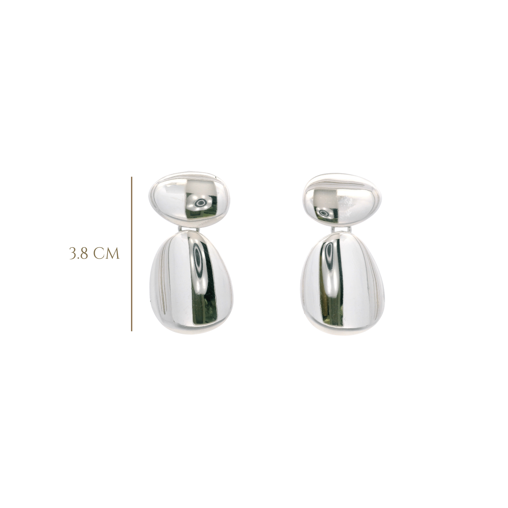 925SL DOUBLE OVAL IRREGULAR EARRINGS - C'SANTOS