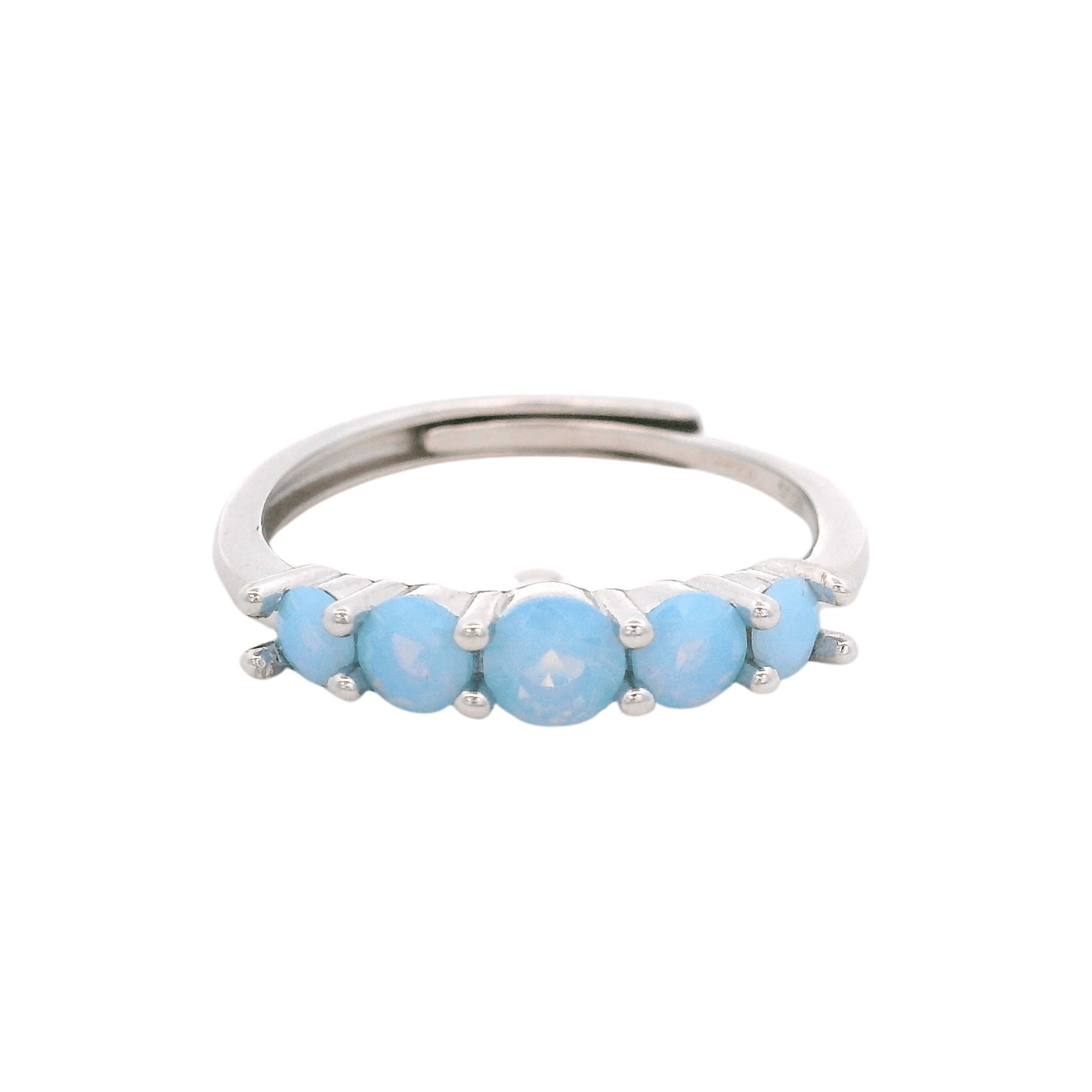 925SL FIVE STONE CZ SKY BLUE ADJUSTABLE RING - C'SANTOS