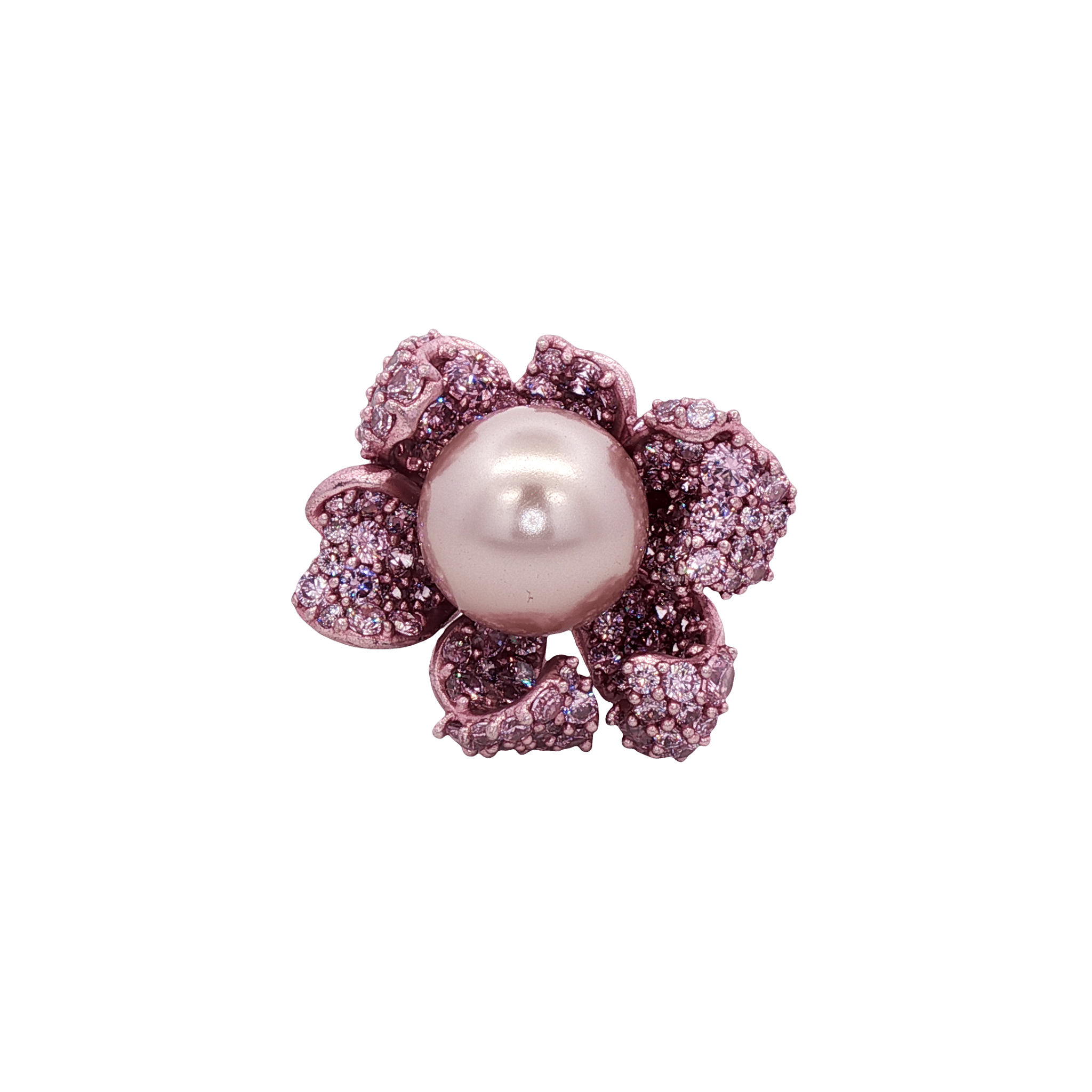 925SL FLOWER PINK PAVE CENTER PEARL AND PINK CZ RING T6 - C'SANTOS