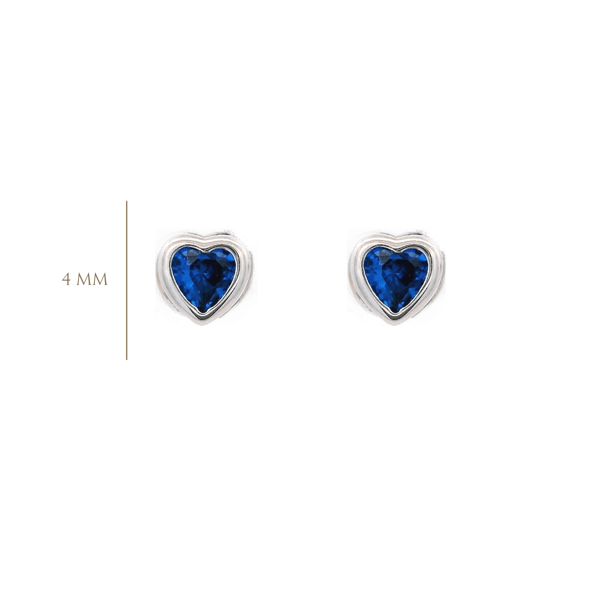 925SL MINI HEART BEZEL CZ BLUE EARRINGS - C'SANTOS