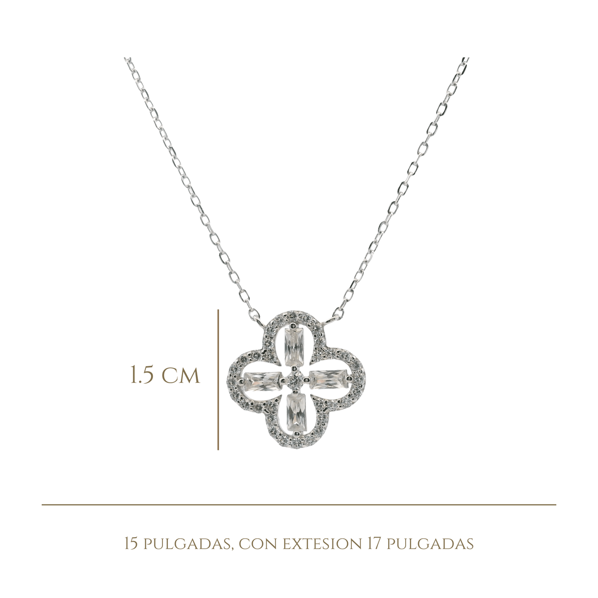 925SL OUTLINE CLOVER CZ NECKLACE - C'SANTOS