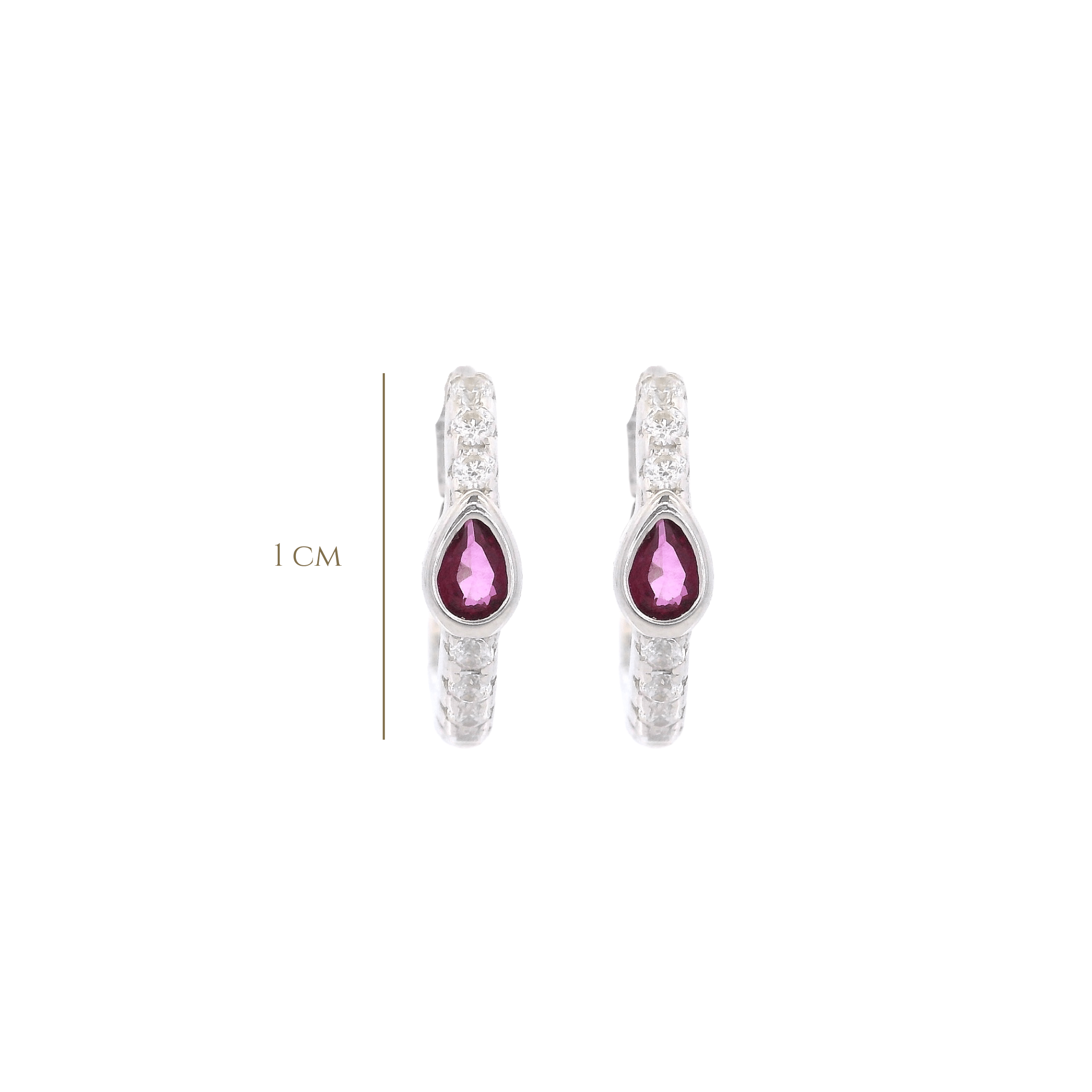 925SL SEMINFINITY CENTER DROP CZ FUSHIA HUGGIES - C'SANTOS