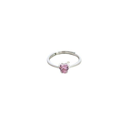 925SL SOLITARY HEART PINK CZ ADJUSTABLE RING - C'SANTOS