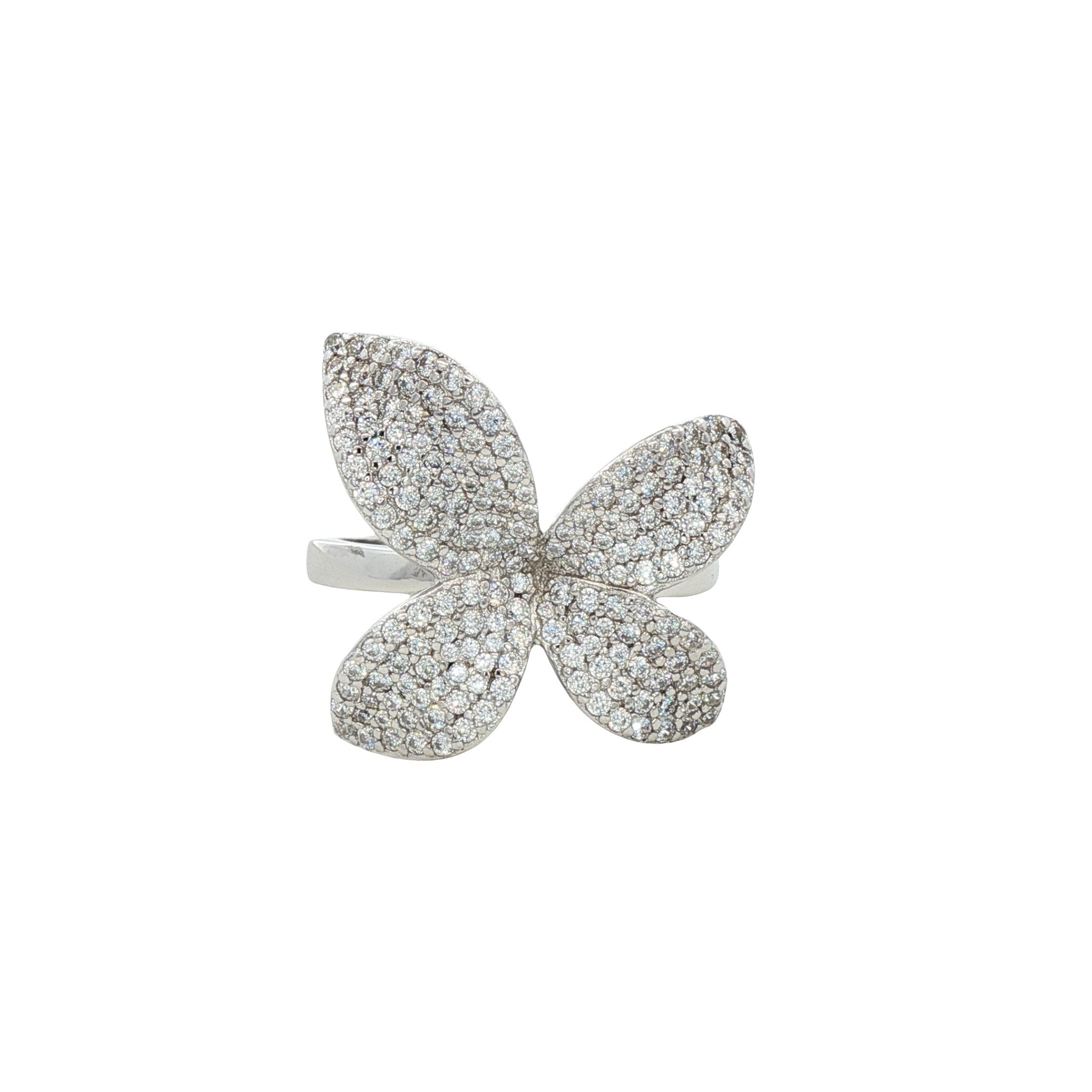 925SL SOLITARY PAVE LEAF RING - C'SANTOS