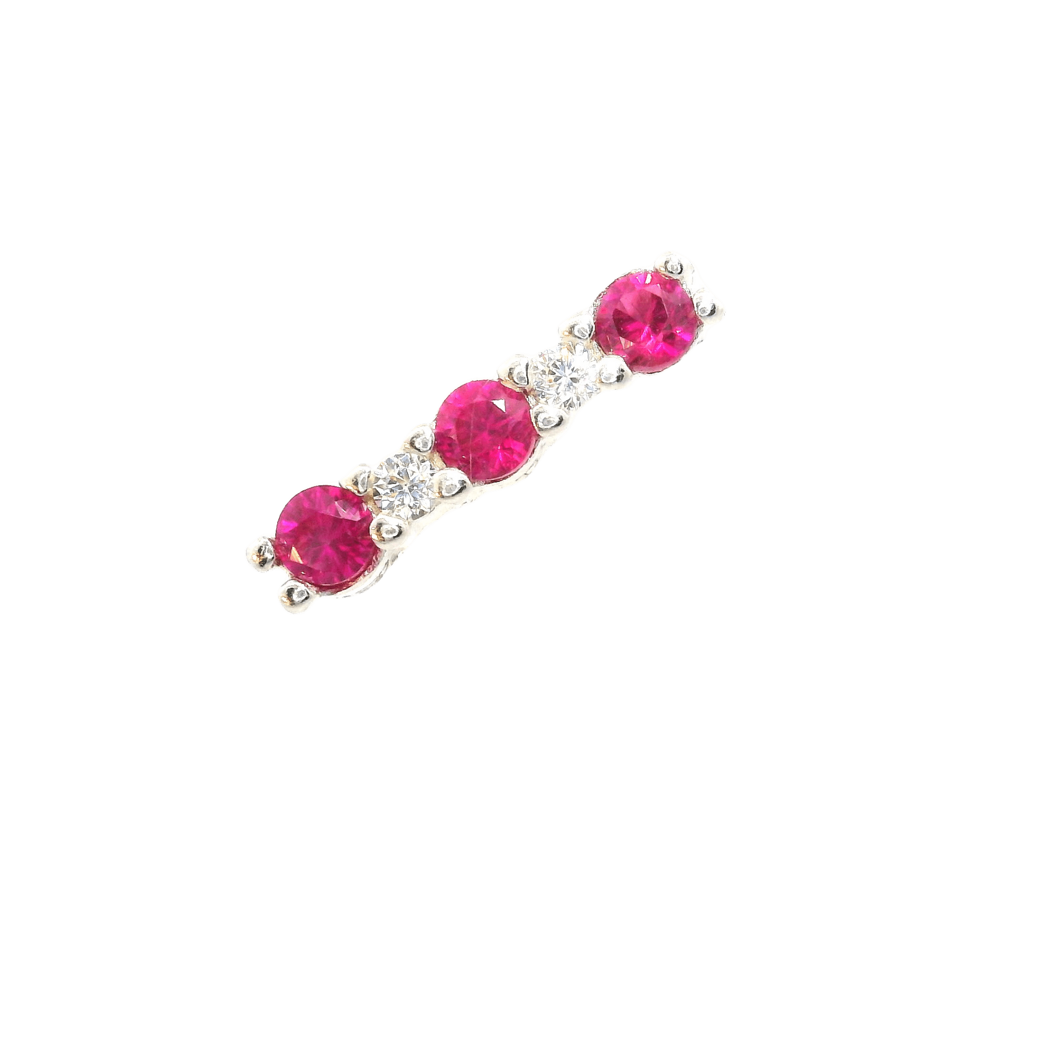 925SS BAR CZ PINK WITH WHITE CZ EARRINGS - C'SANTOS