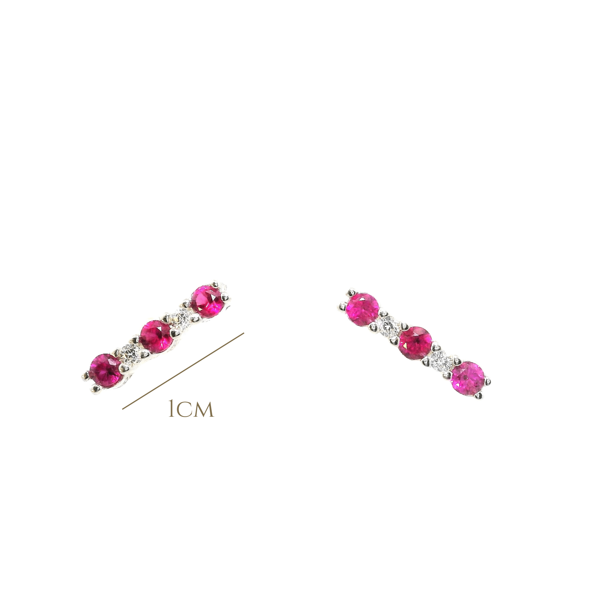 925SS BAR CZ PINK WITH WHITE CZ EARRINGS - C'SANTOS