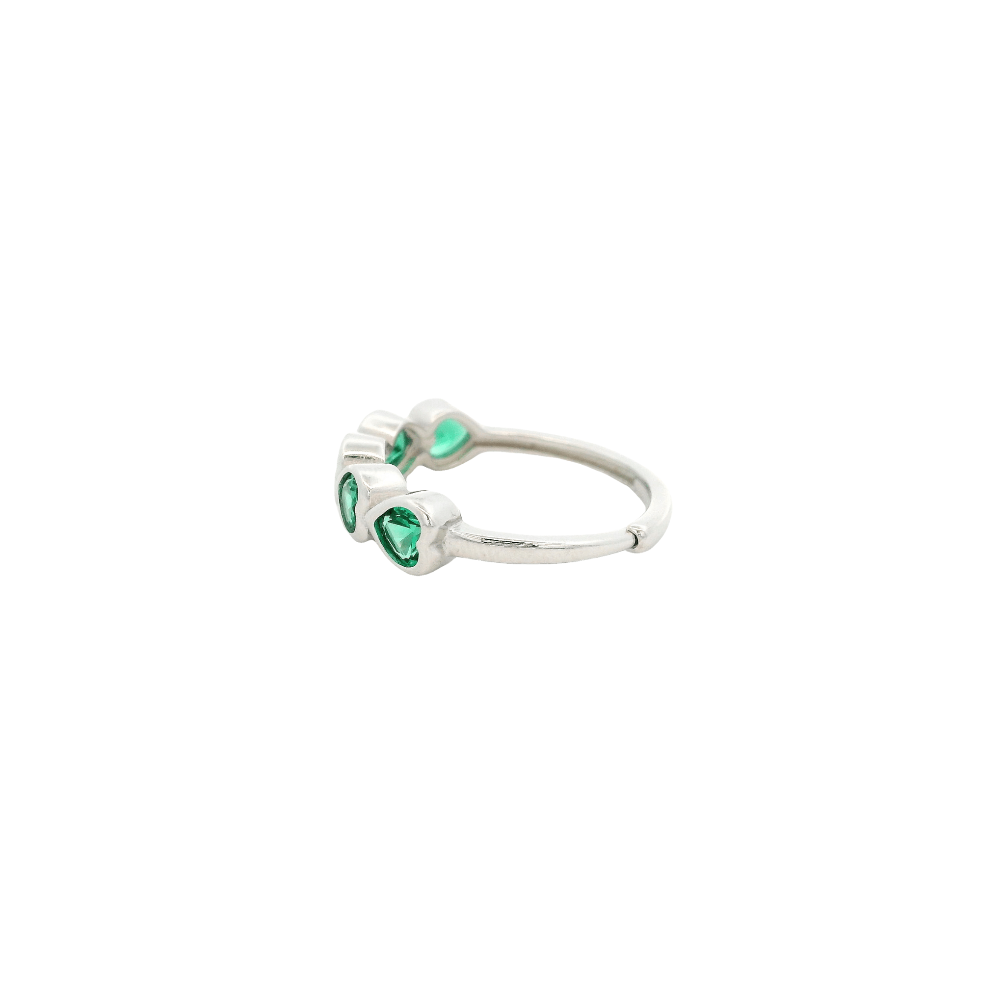 925SS FIVE HEARTS GREEN CZ ADJUSTABLE RING - C'SANTOS
