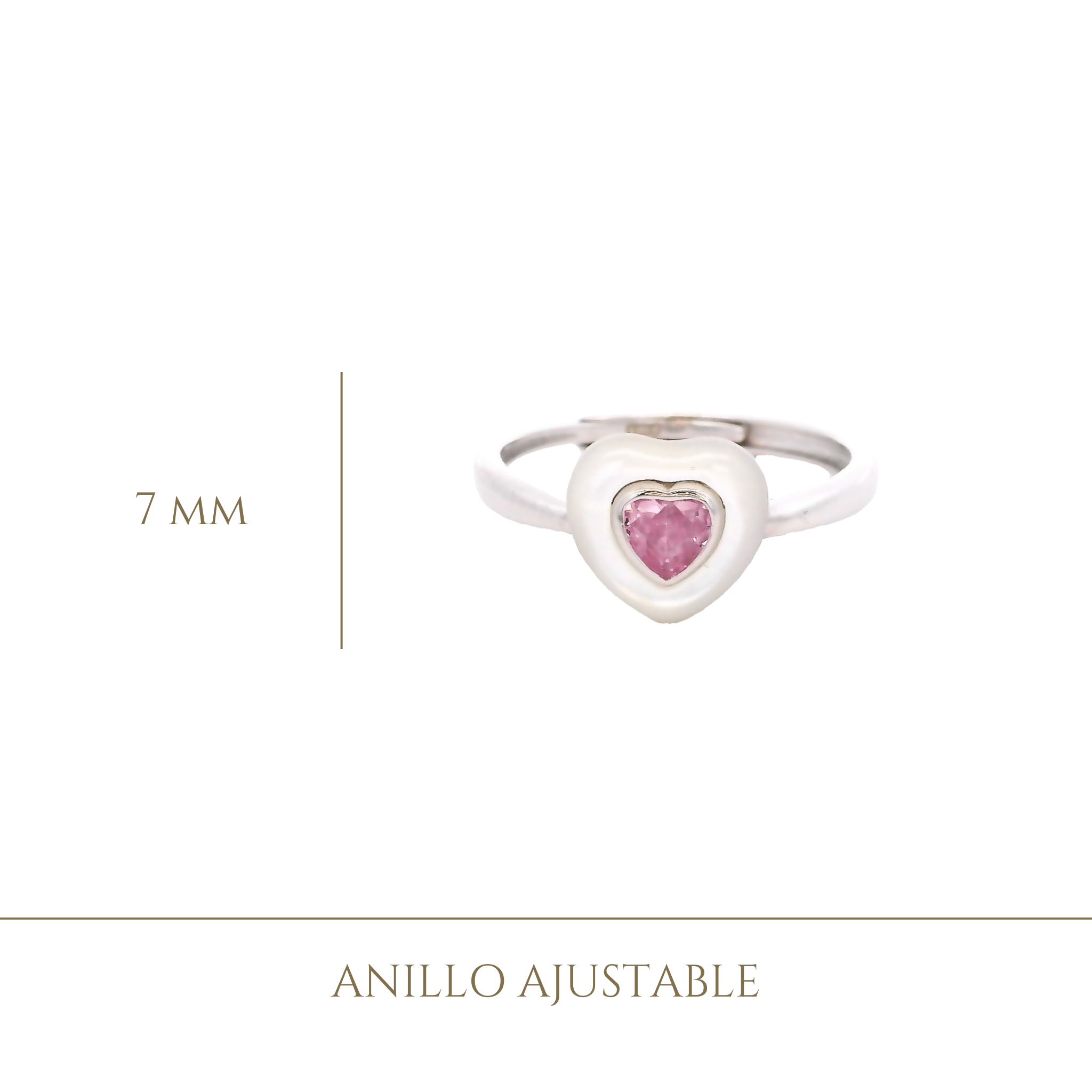 925SS HEART CZ PINK AND SHELL PEARL ADJUSTABLE RING - C'SANTOS