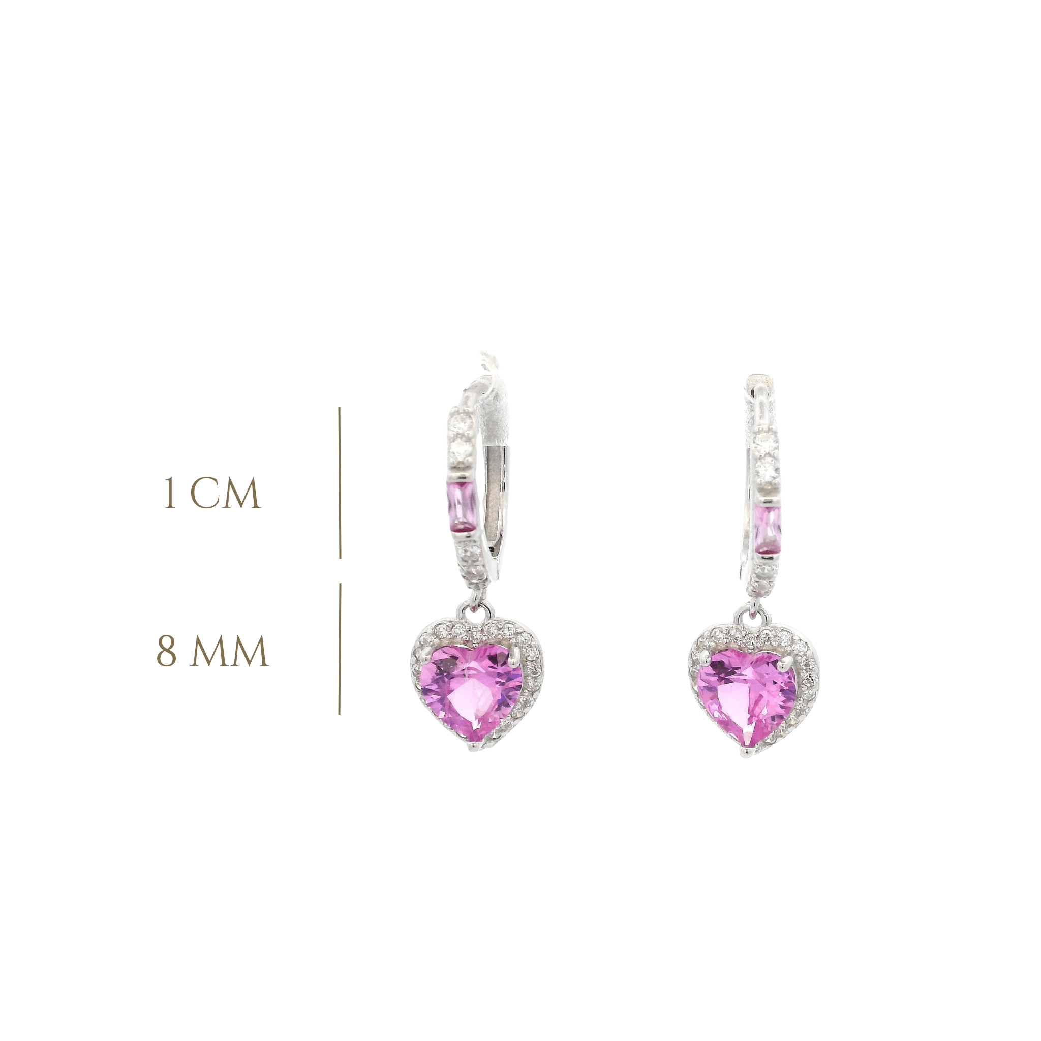 925SS HEART HANGING PINK HUGGIES - C'SANTOS