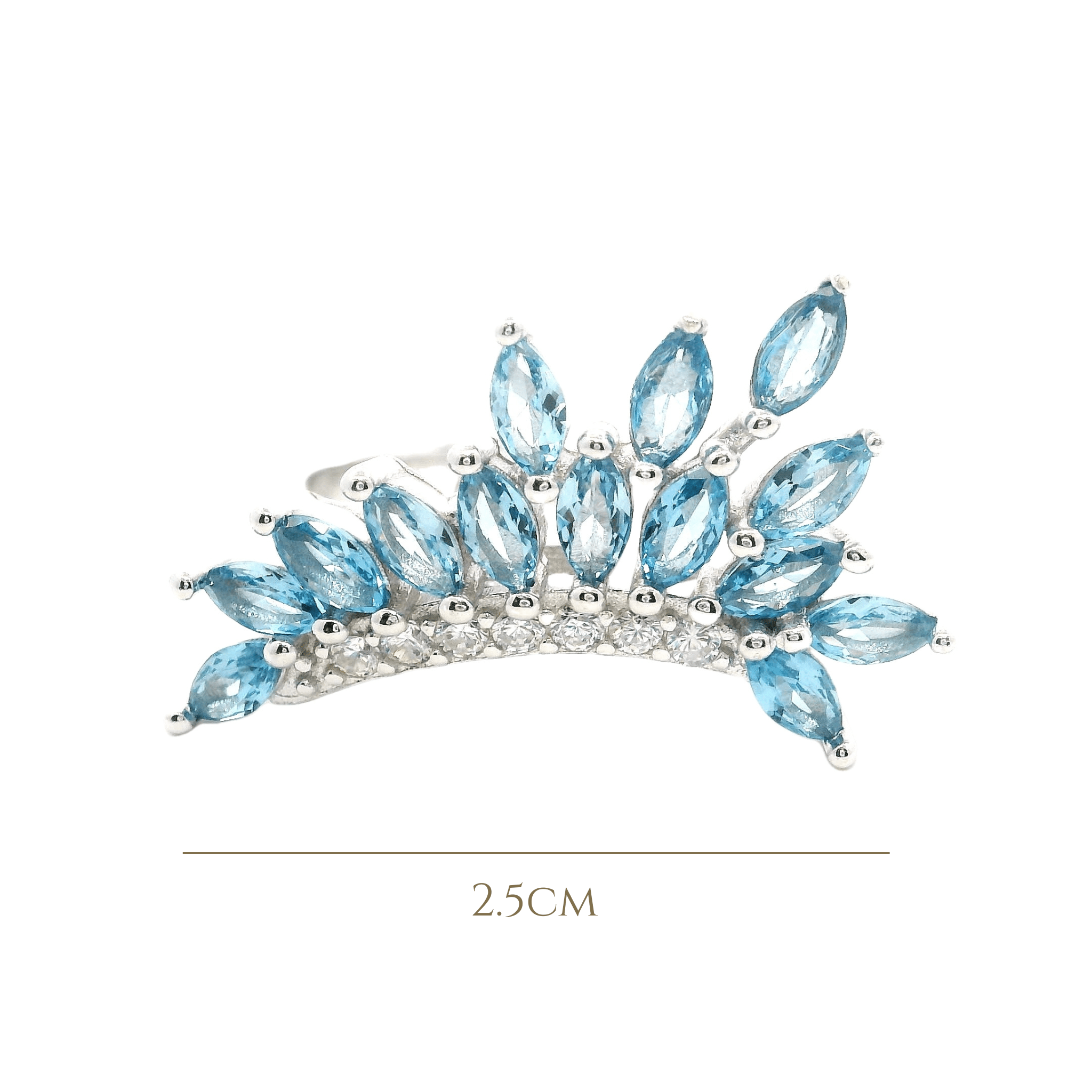 925SS WINGS SKY BLUE CZ ADJUSTABLE RING - C'SANTOS