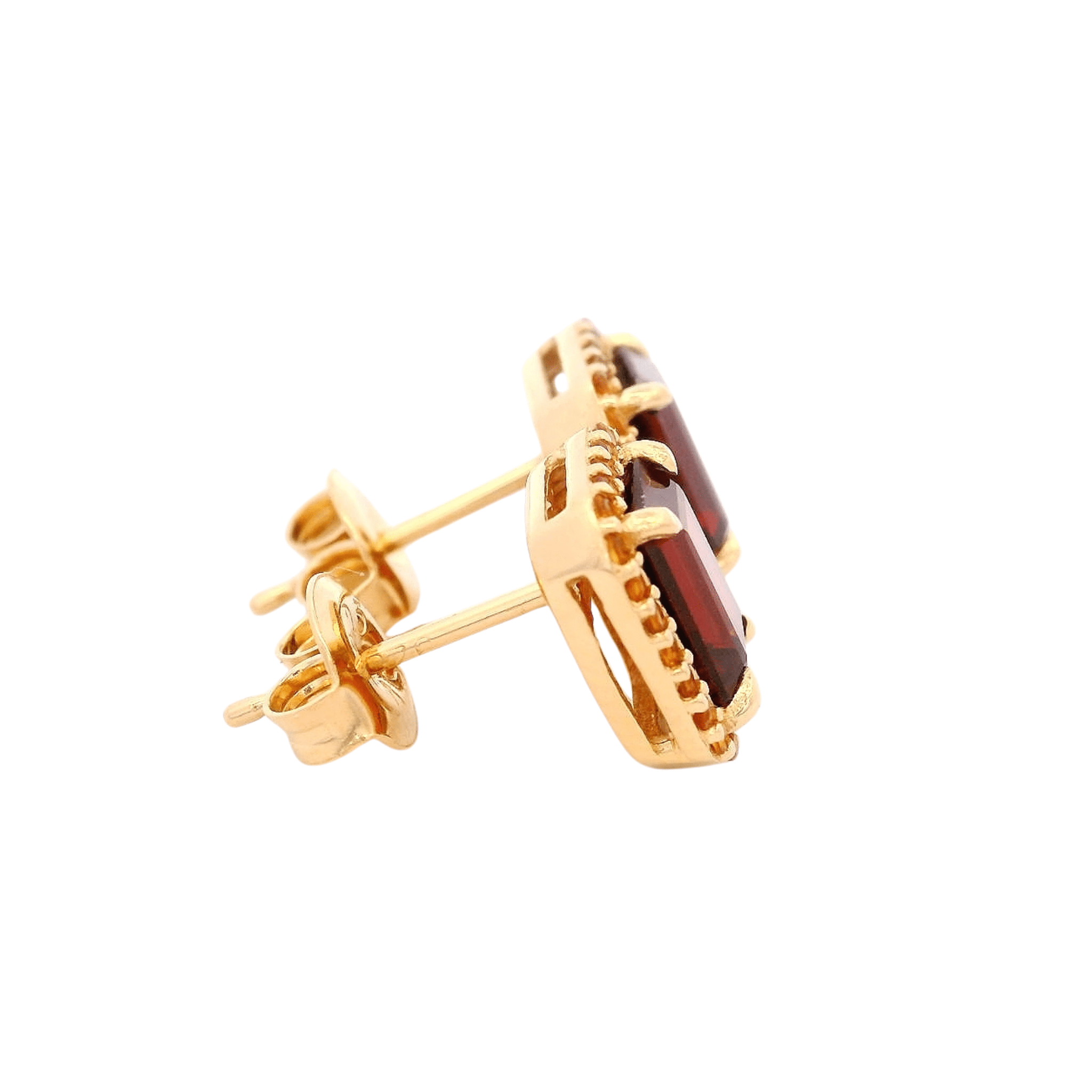 925YG BAQUETTE GARNET AROUND CITRINE EARRINGS - C'SANTOS
