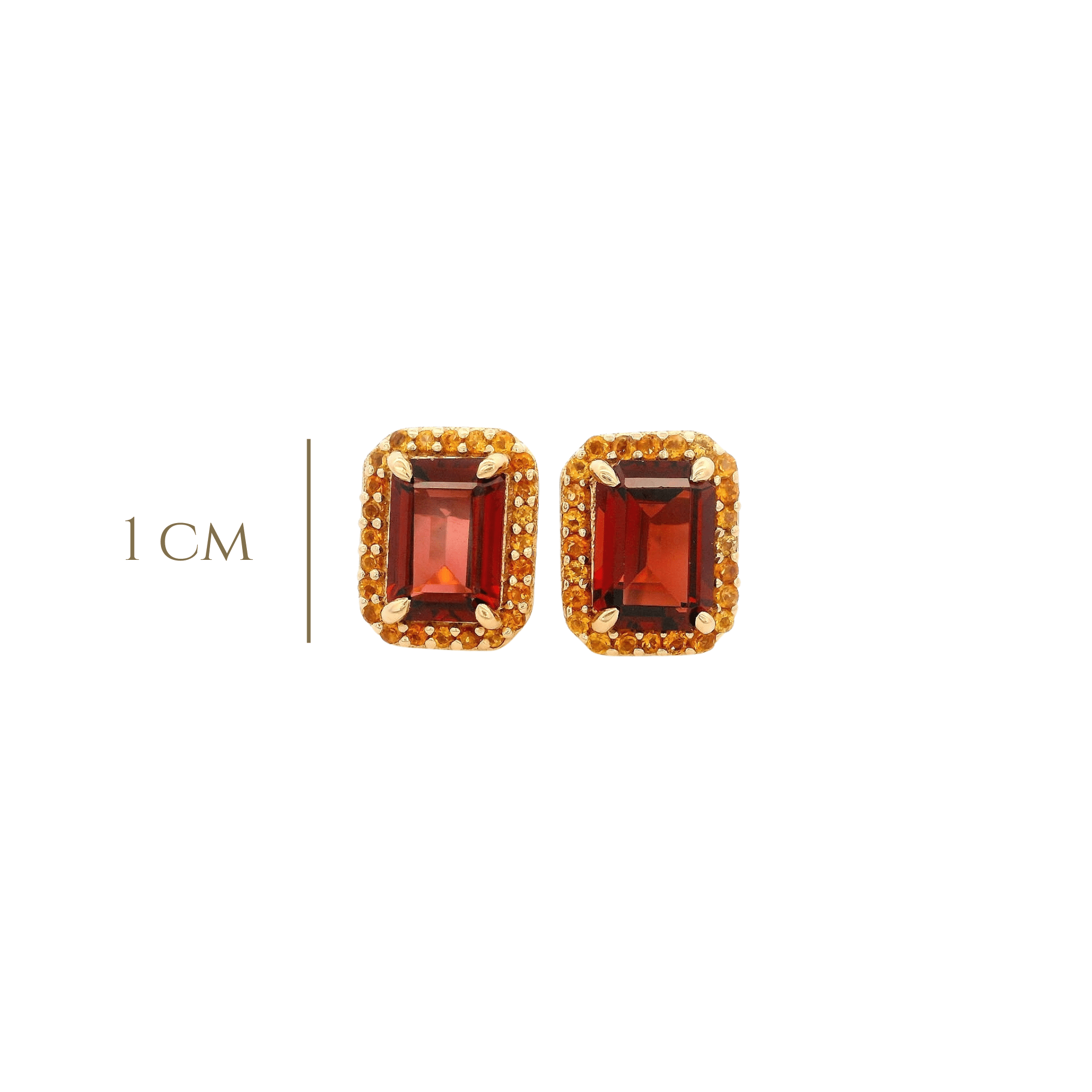 925YG BAQUETTE GARNET AROUND CITRINE EARRINGS - C'SANTOS