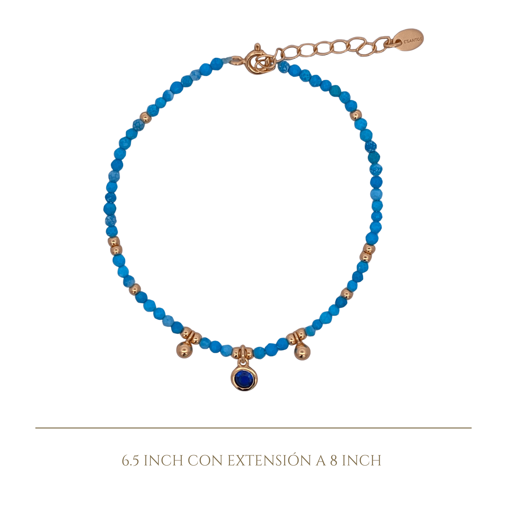 925YG BEANDS WITH BEZEL BRACELET HOWLITE TURQUOISE - C'SANTOS