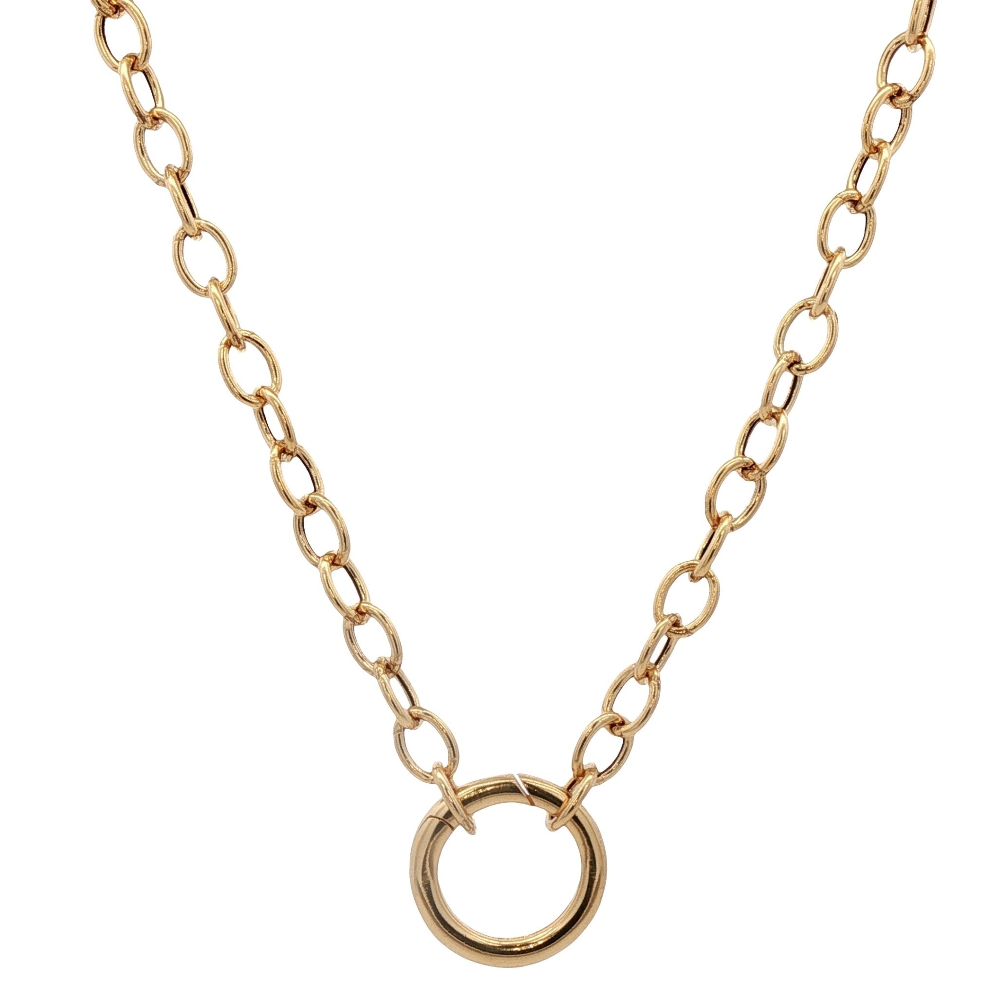 925YG BOLD ROLO LINK OVERSIZED ROUND ENHANCER CLASP 19.5 INCH NECKLACE - C'SANTOS