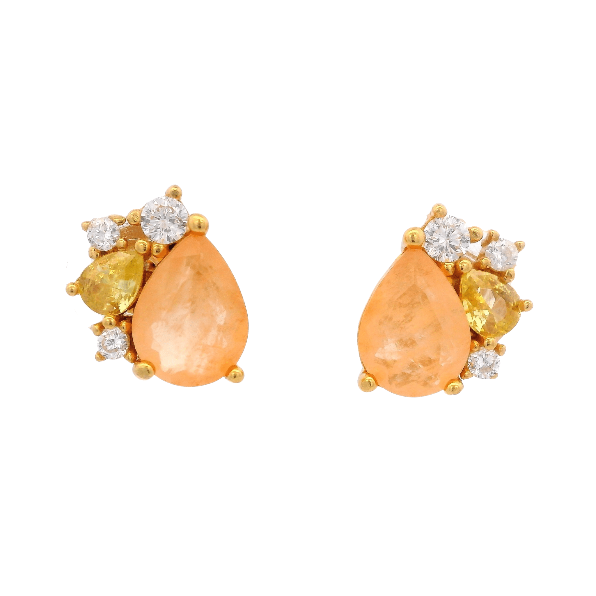 925YG BRIOLETTE AND CLUSTER EARRINGS CZ ORAGE - C'SANTOS