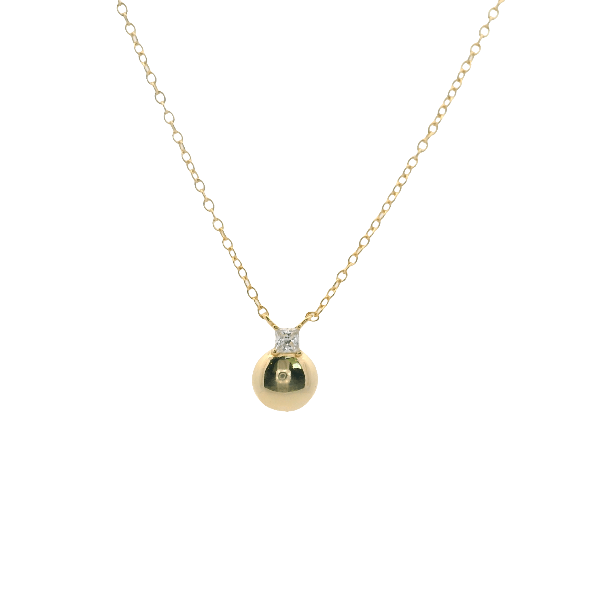 925YG CIRCLE SMOOTH WITH CZ NECKLACE - C'SANTOS