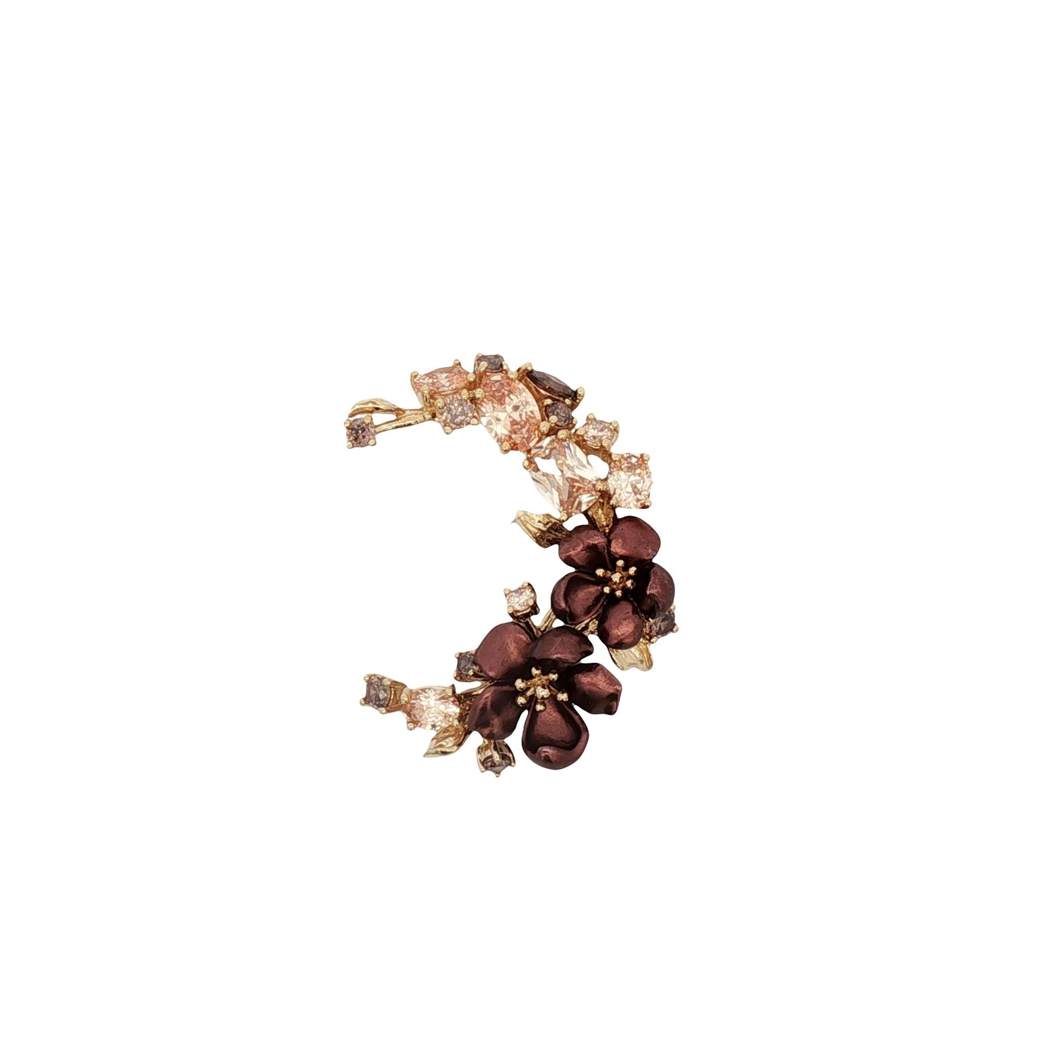 925YG CLUSTER CURV FLOWERS ALUMINIUM BROWN CHAMPANGE BROWN CZ PENDANT - C'SANTOS