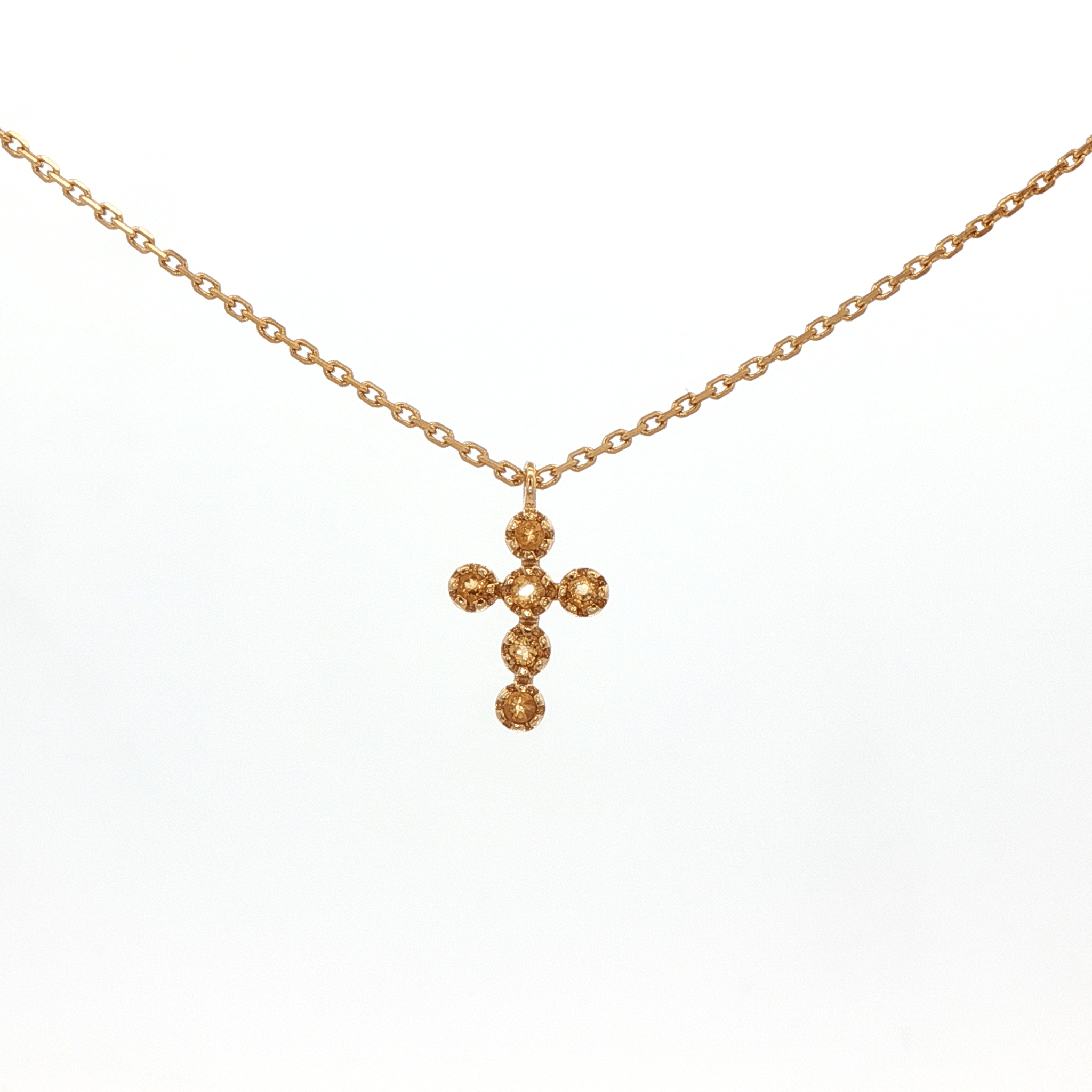 925YG CROOS BEZEL CITRINE NECKLACE - C'SANTOS