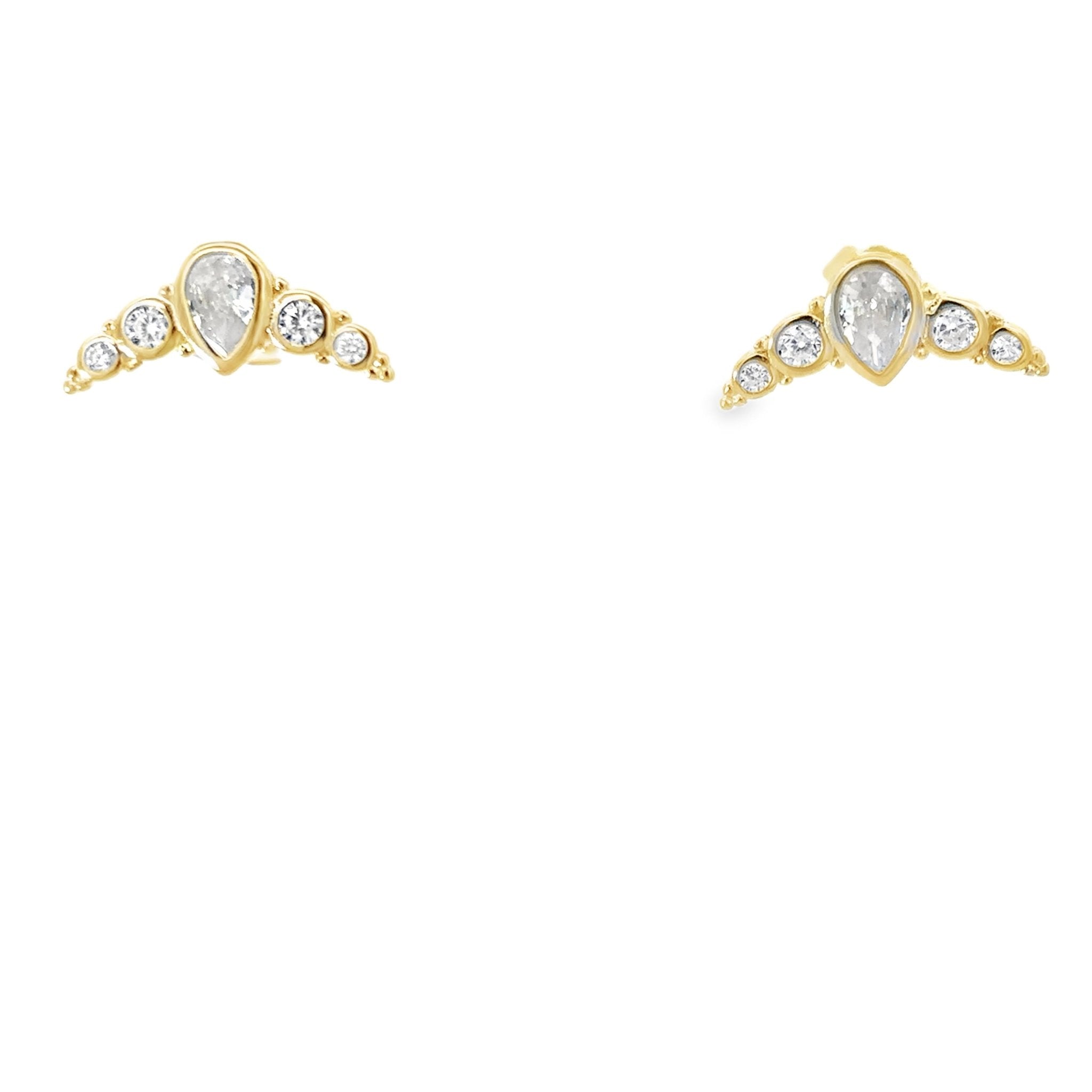 925YG CROWN CZ STONE EARRINGS - C'SANTOS
