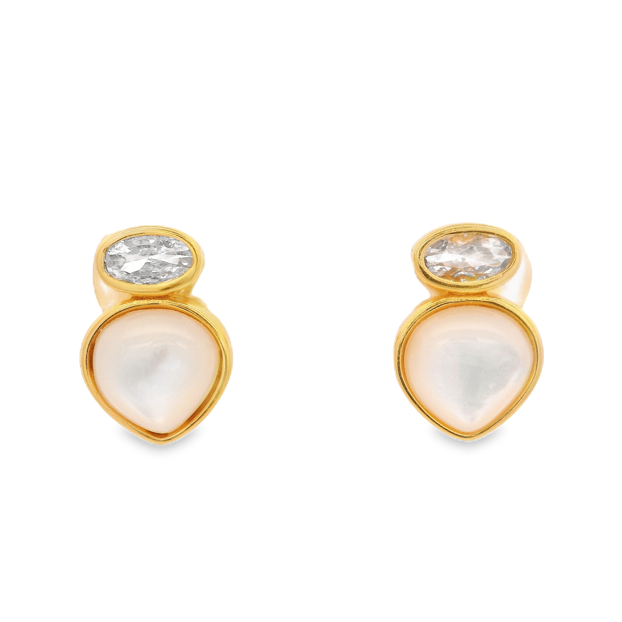 925YG DOUBLE BRIOLETTE EARRINGS MOP & CZ - C'SANTOS