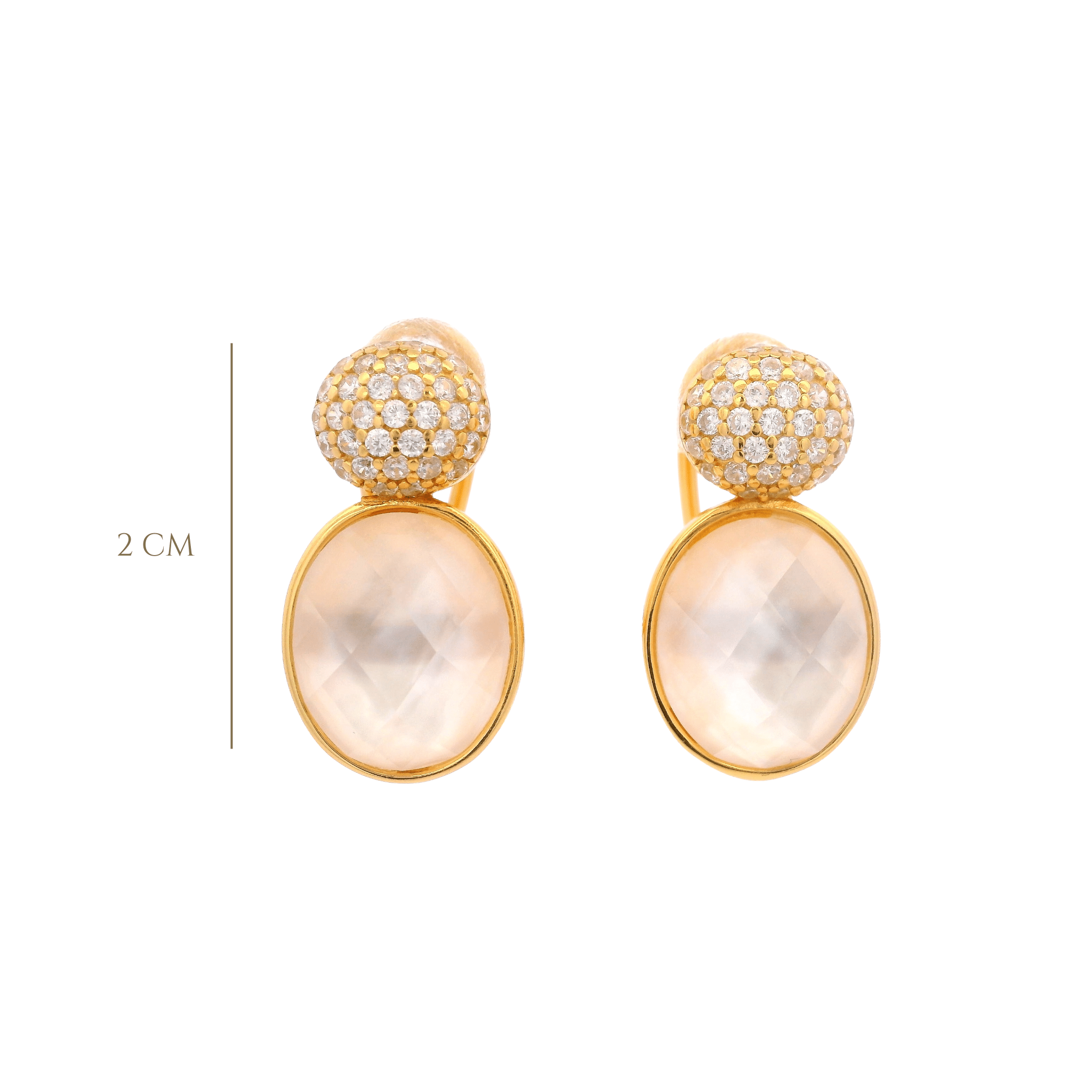 925YG DOUBLE ROUND EARRINGS QUARTZ & CZ - C'SANTOS