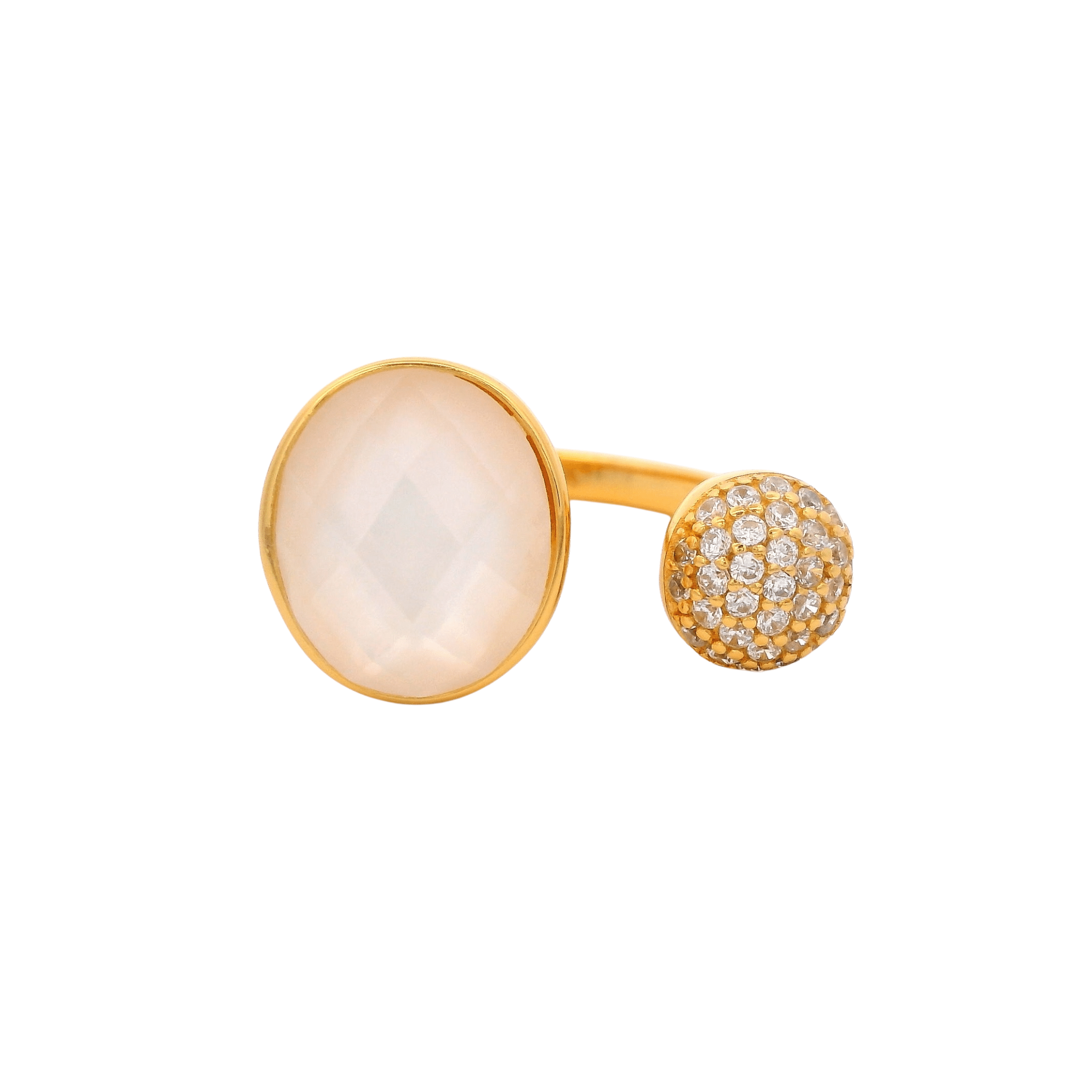 925YG DOUBLE ROUND RING MOP & CZ T8 - C'SANTOS