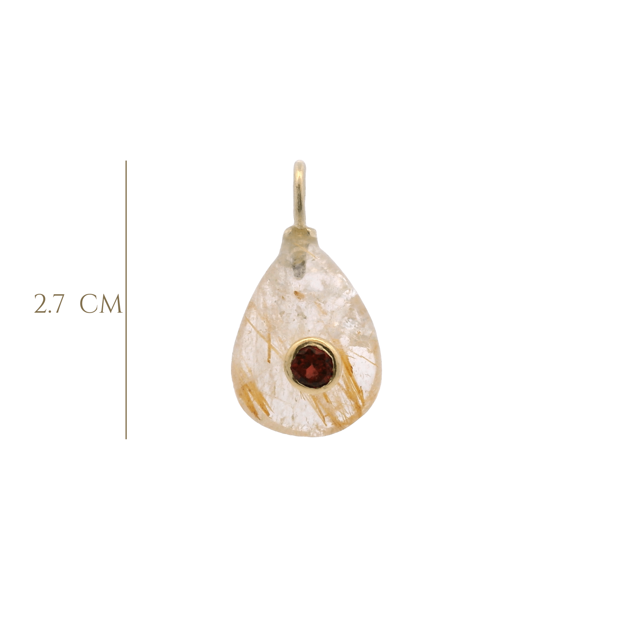 925YG DROP QUARTZ RUTILE CENTER GARNET CHARM - C'SANTOS