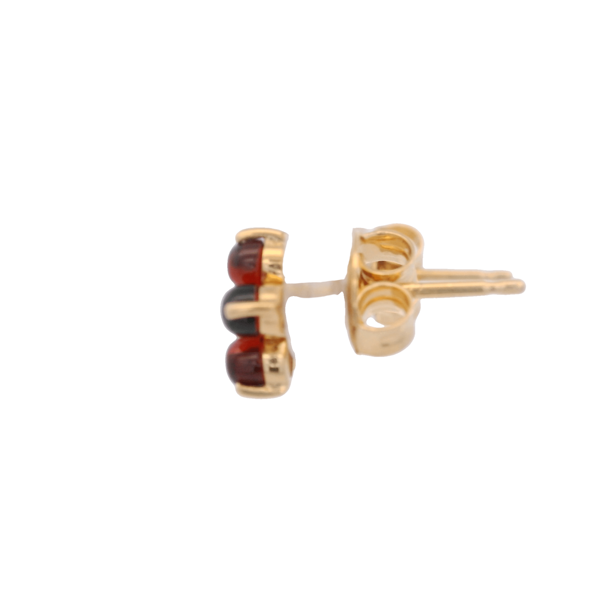 925YG FLOWER 8MM GARNET CENTER SPINEL BLACK EARRINGS - C'SANTOS