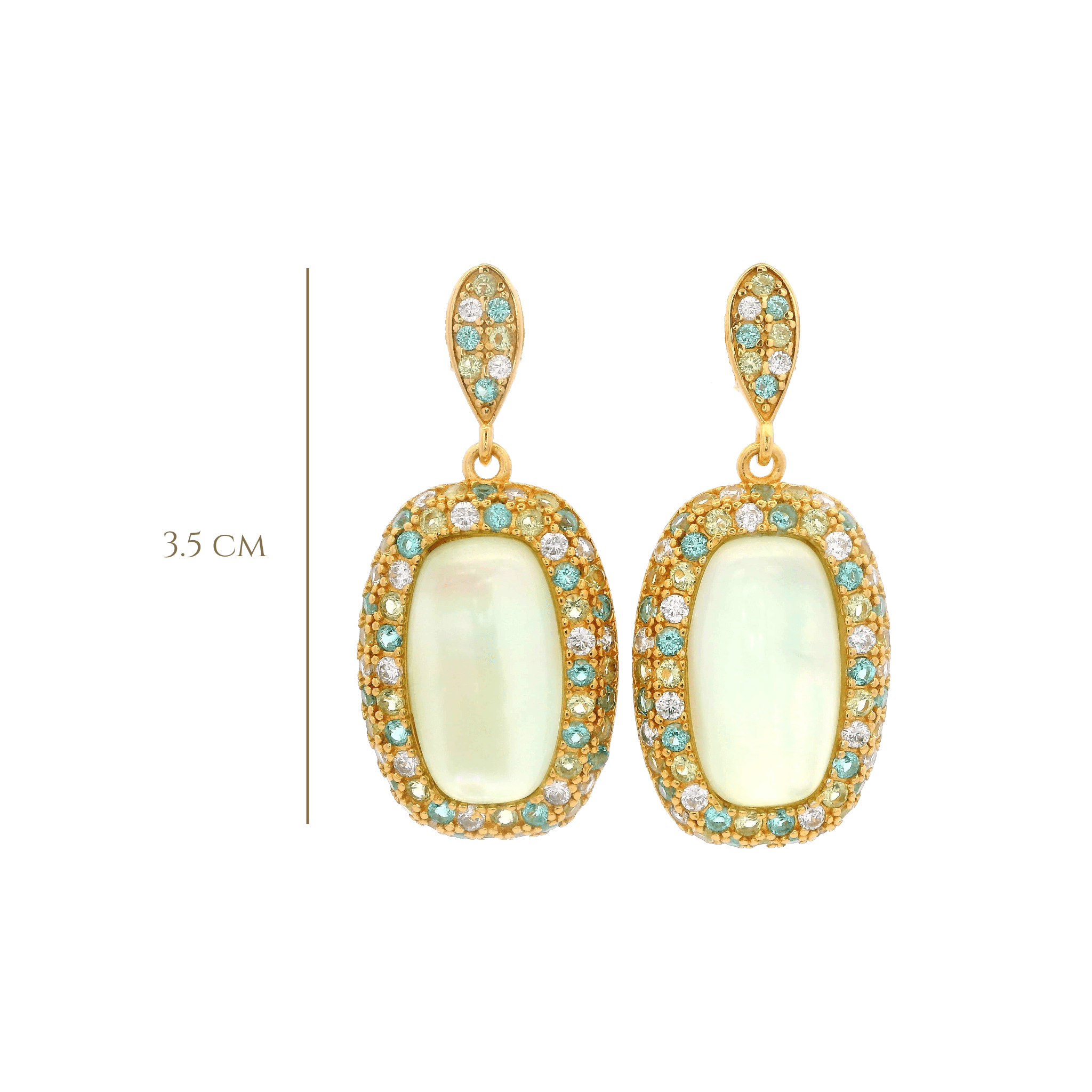 925YG HALO SQUARE EARRINGS CZ GREEN - C'SANTOS