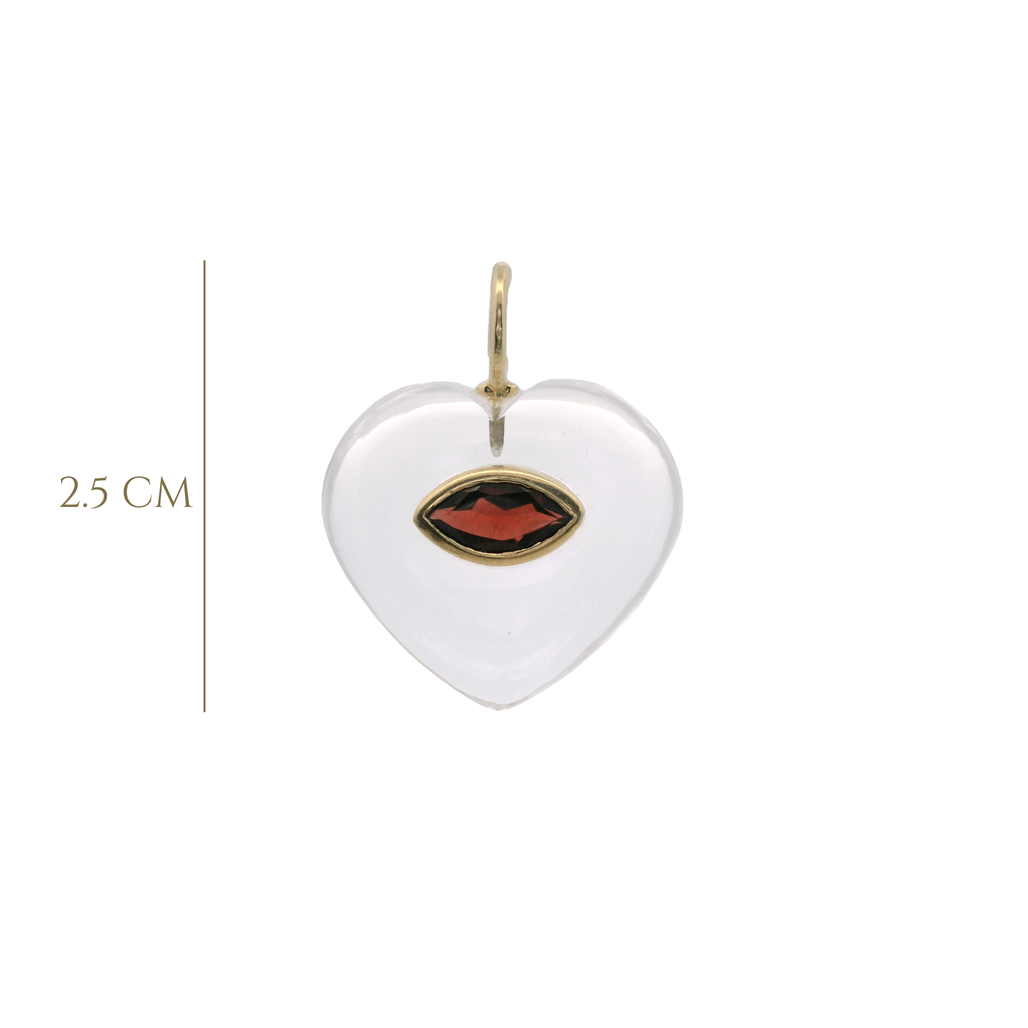 925YG HEART ROCK CRYSTAL CENTER GARNET CHARM - C'SANTOS