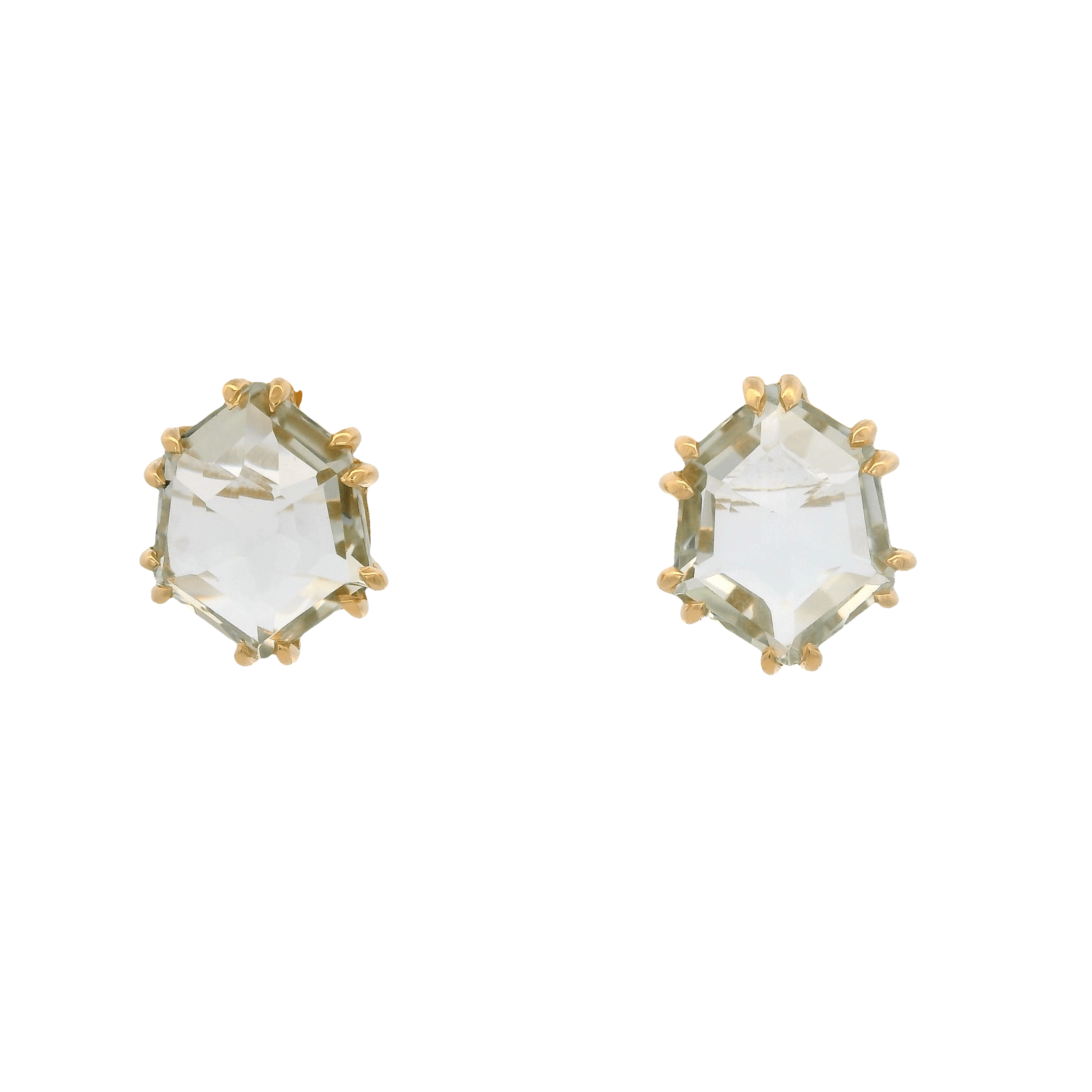 925YG HEXAGONAL AMETHYST GREEN EARRINGS - C'SANTOS