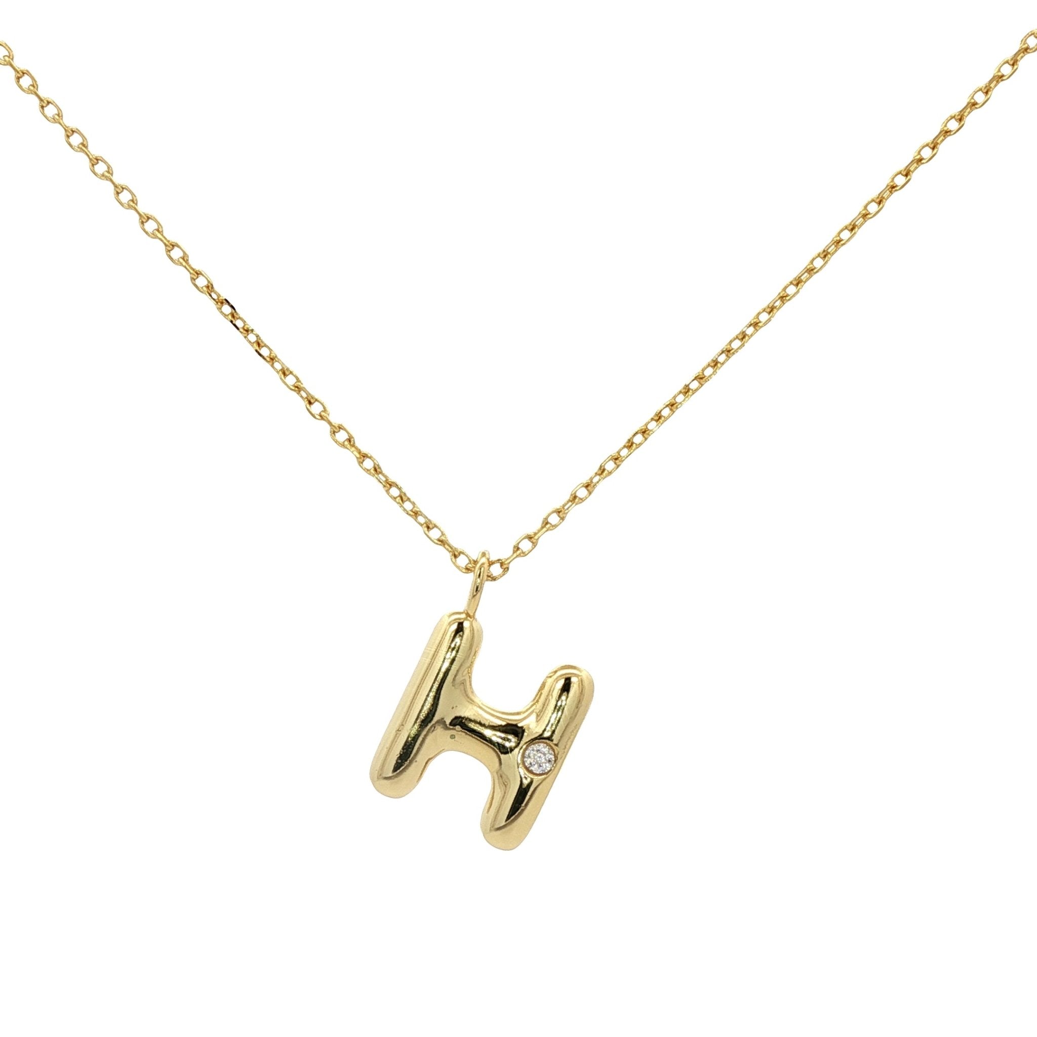 925YG INICIAL H CZ NECKLACE - C'SANTOS