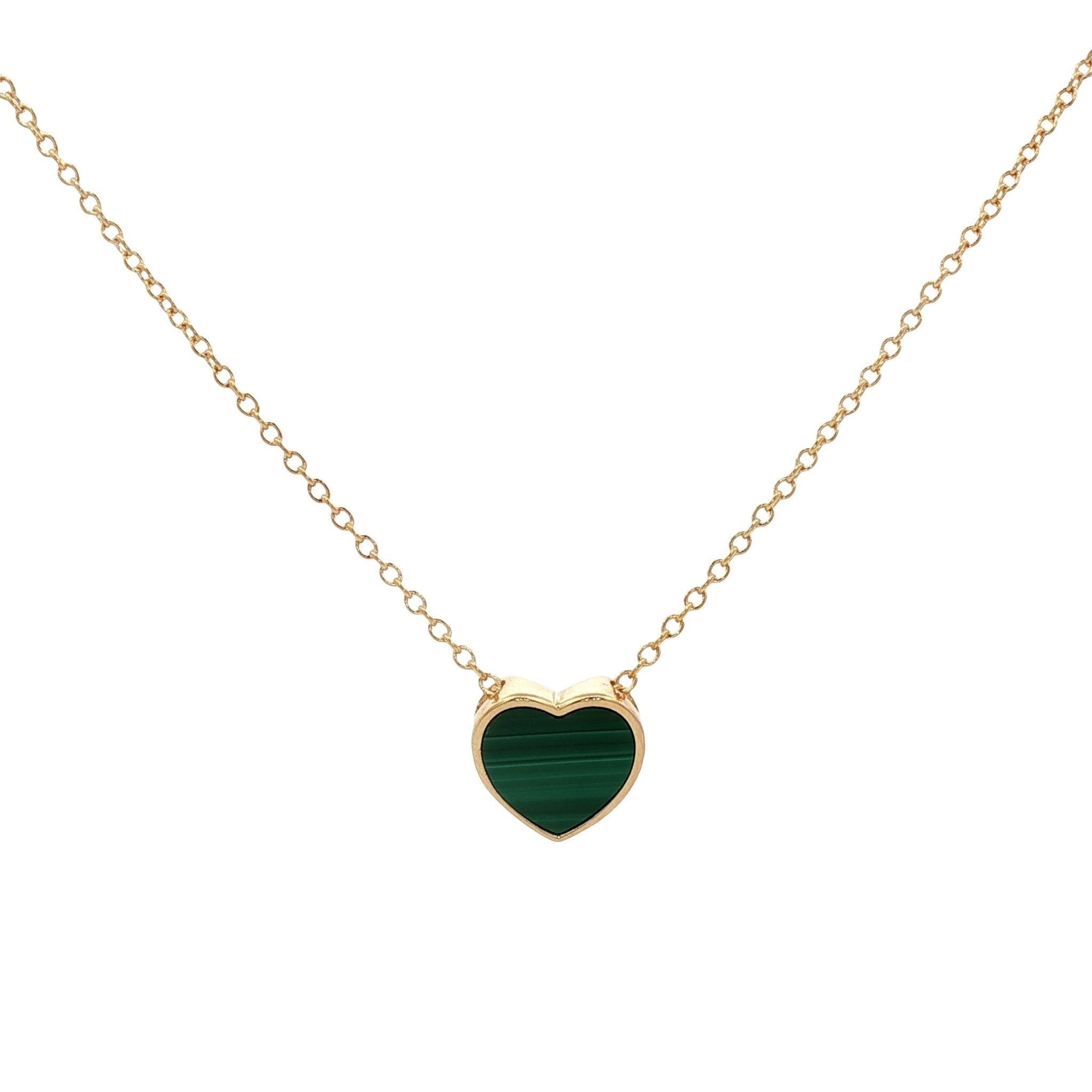925YG MINI HEART MALACHITE NECKLACE - C'SANTOS