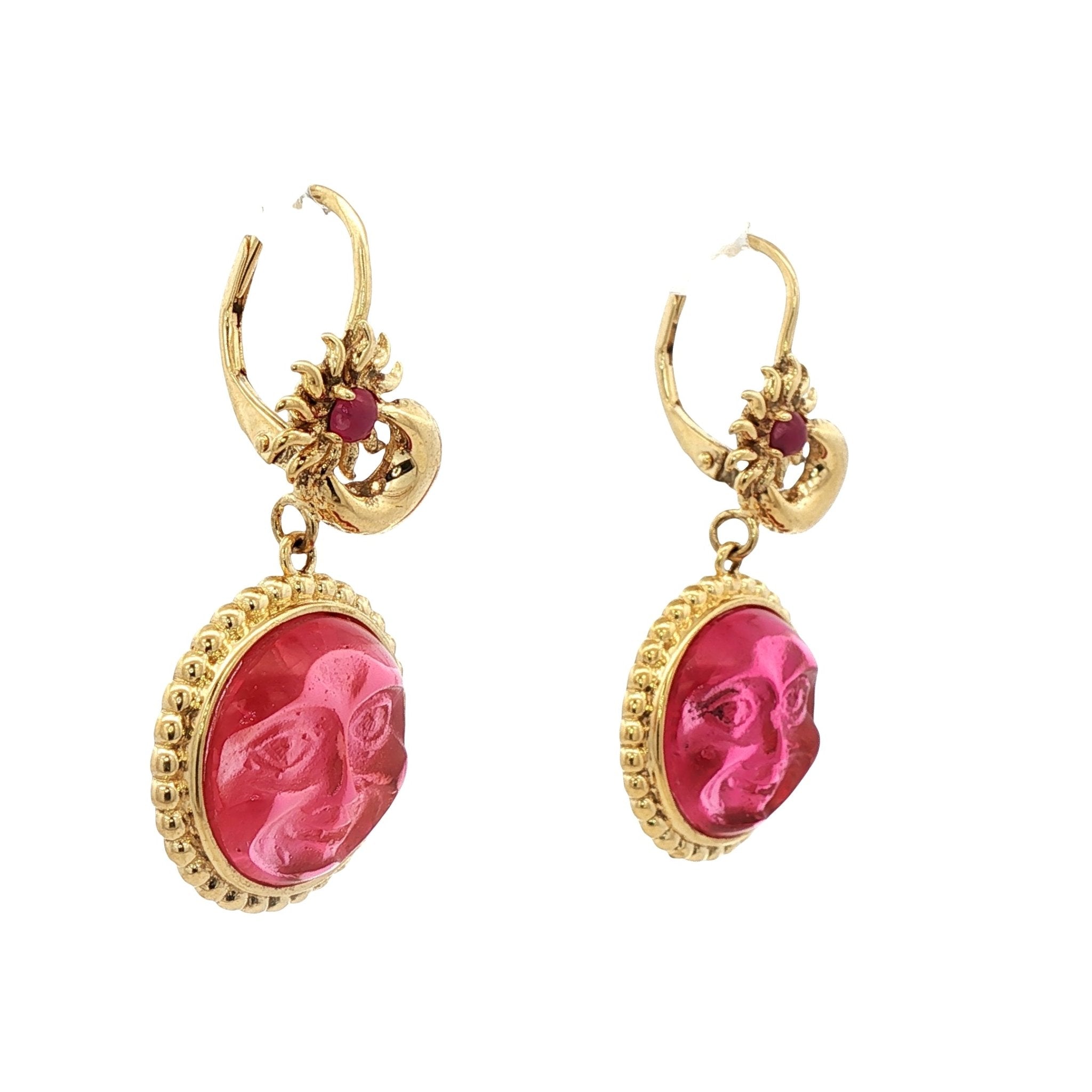 925YG MOON PINK AND SUN RUBY EARRINGS - C'SANTOS