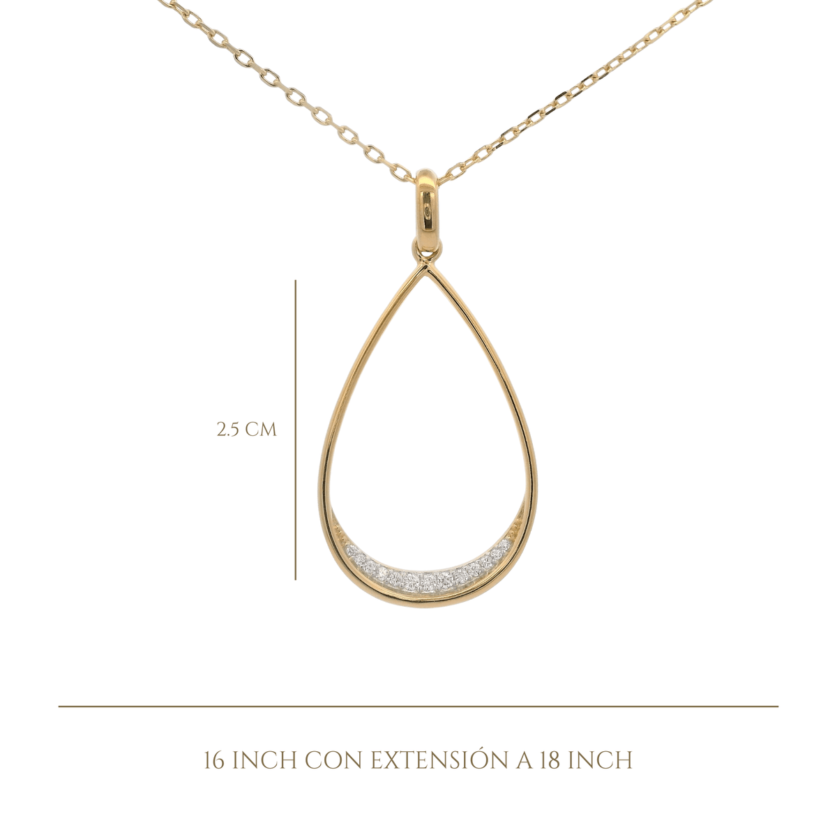 925YG OUTLINE DROP WITH CZ NECKLACE - C'SANTOS