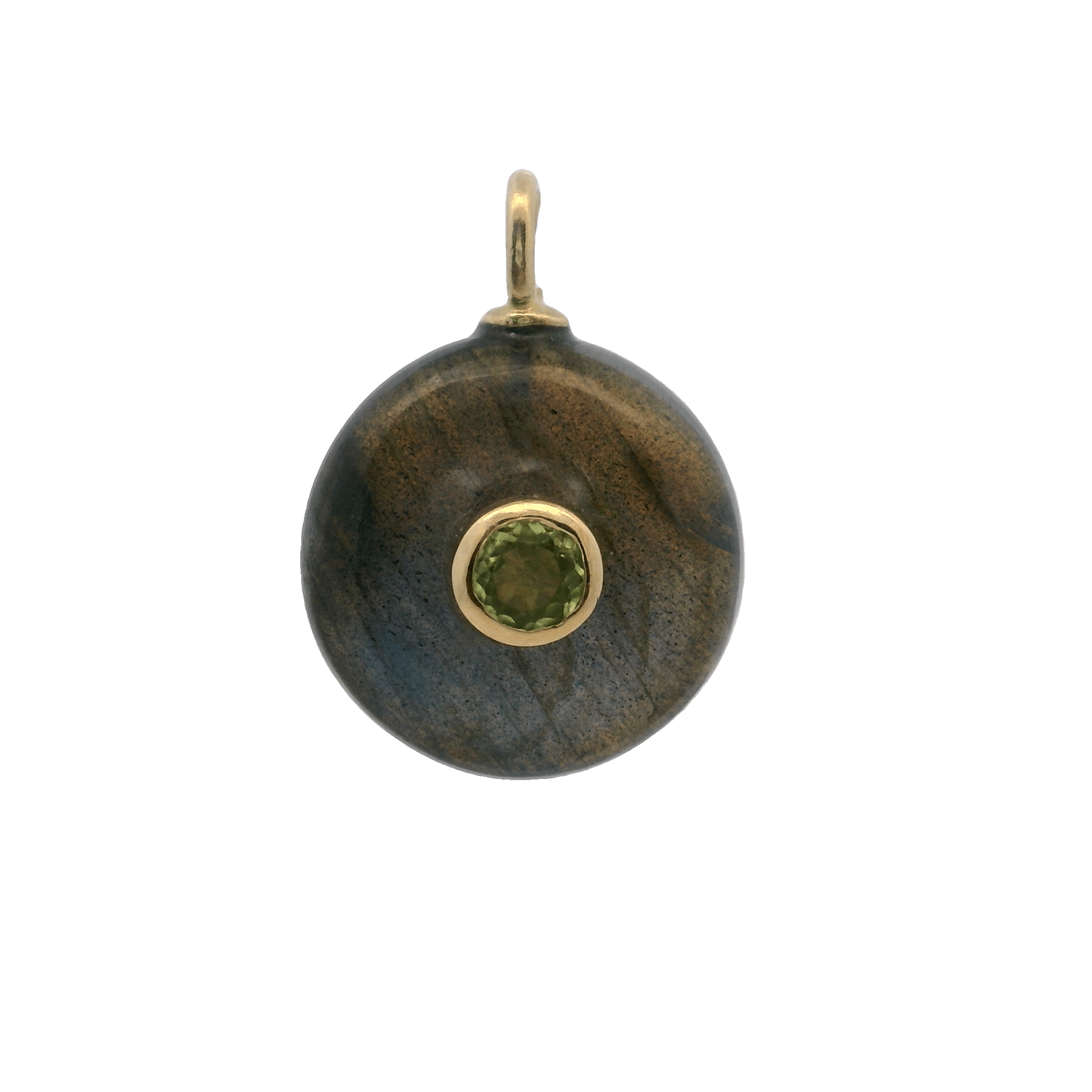 925YG ROUND CUT LABRADORITE CENTER PERIDOT CHARM - C'SANTOS