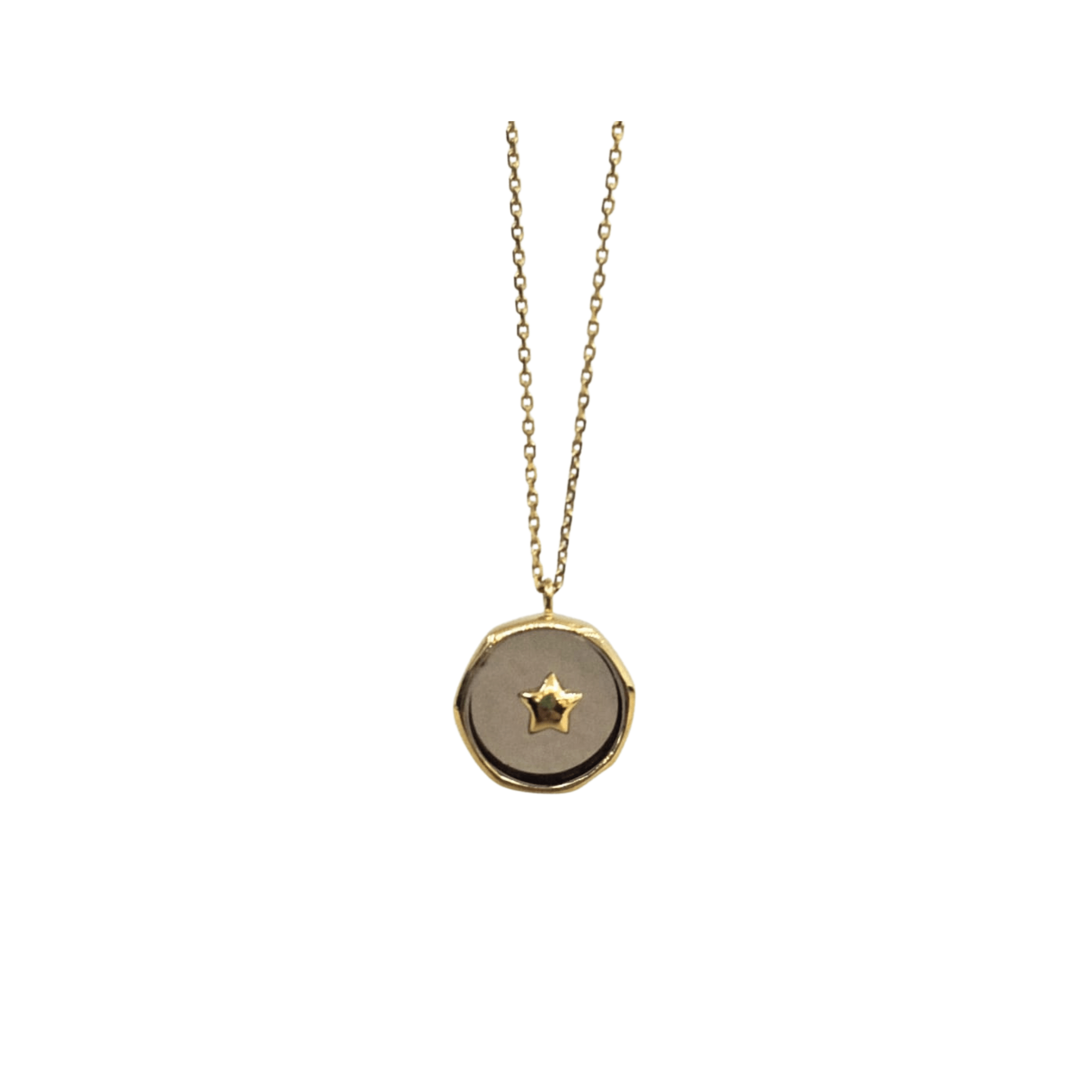 925YG ROUND SMOKY QUARTZ WITH STAR NECKLACE - C'SANTOS