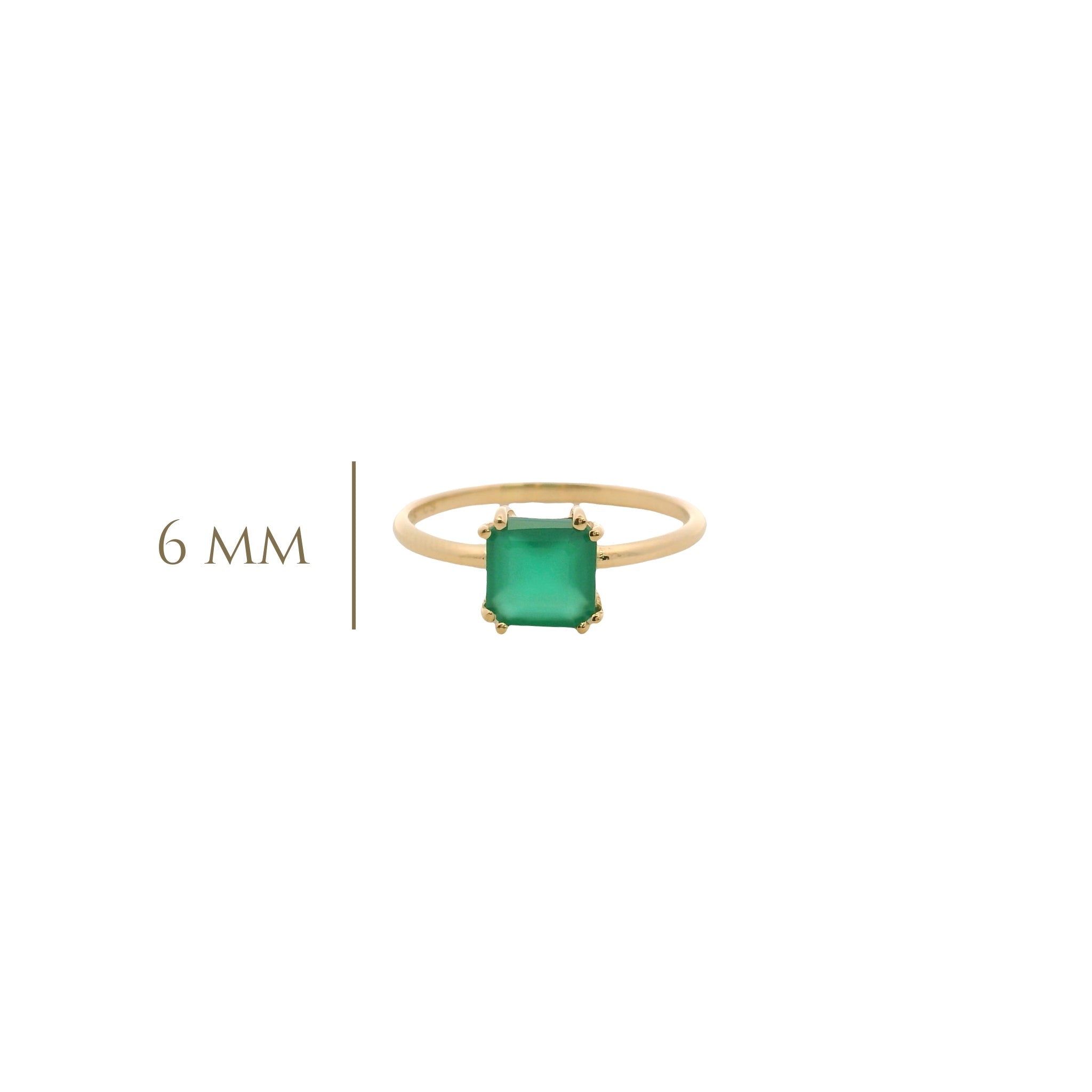 925YG SOLITARY CUSHION ONYX GREEN 7MM RING T6.5 - C'SANTOS
