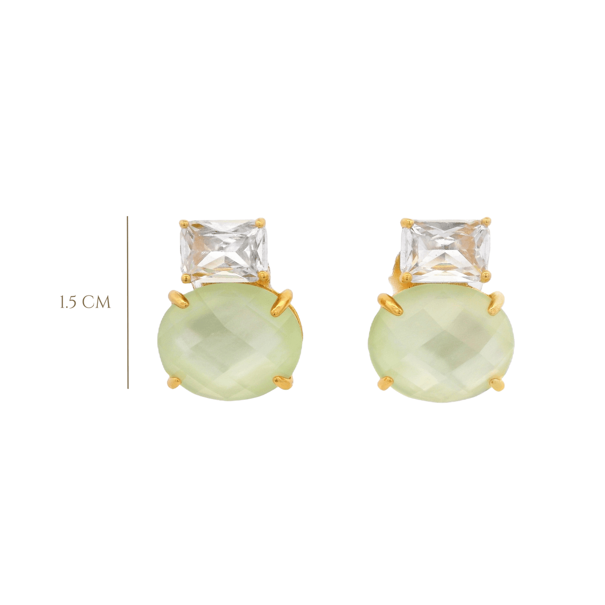 925YG SQUARE AND ROUND EARRINGS CZ SKY BLUE - C'SANTOS