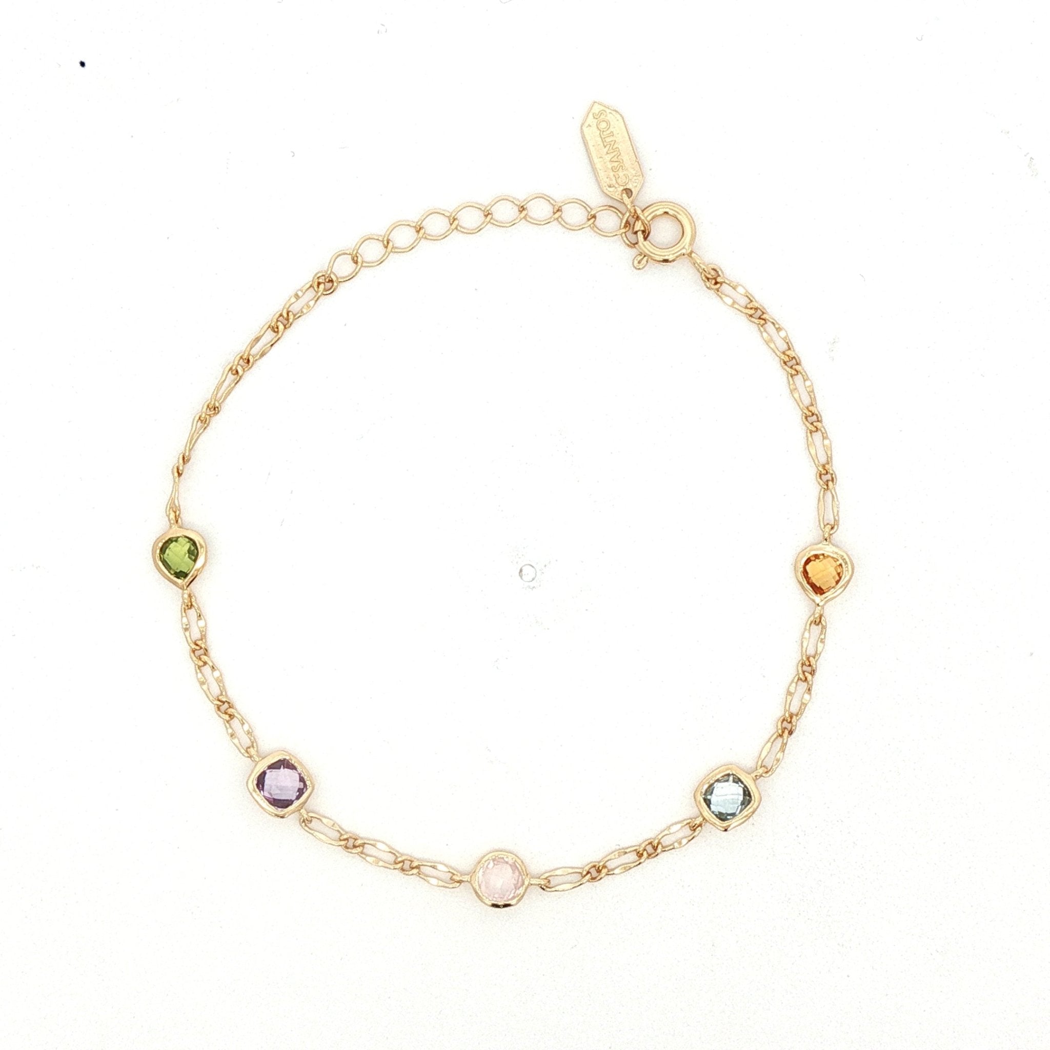 925YG STATION BEZEL MULTI STONE CITRINE PERIDOT BRACELET - C'SANTOS