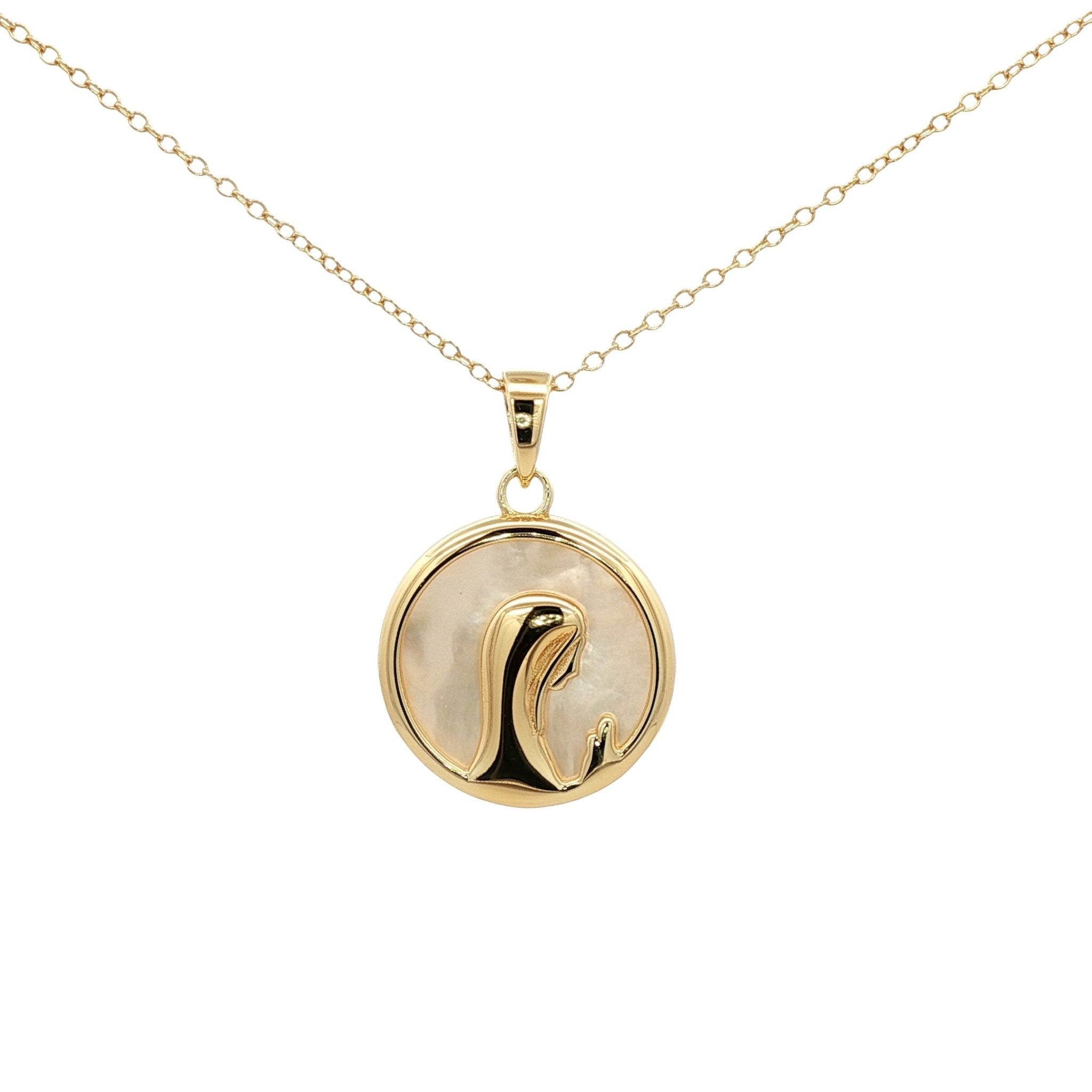 925YG VIRGIN WITH MOTHER OF PEARL 21MM NECKLACE - C'SANTOS