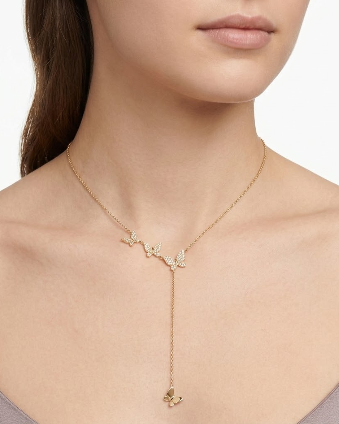 D0.19 14KY BUTTERFLY NECKLACE