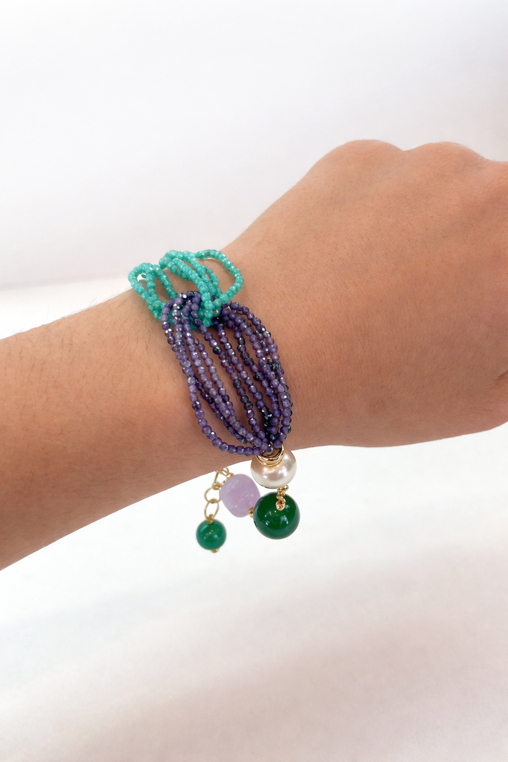 925YG G VIOLA G VERDE PERLE ACELET