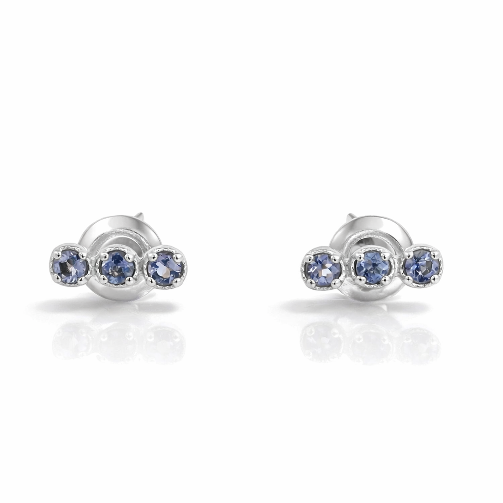 Aretes de Barra con Iolitas en Plata 925