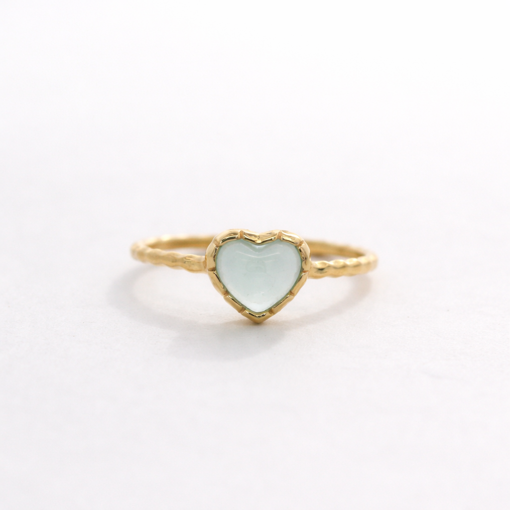 Anillo de Calcedonia en Corazón en Plata 925 Bañada en Oro