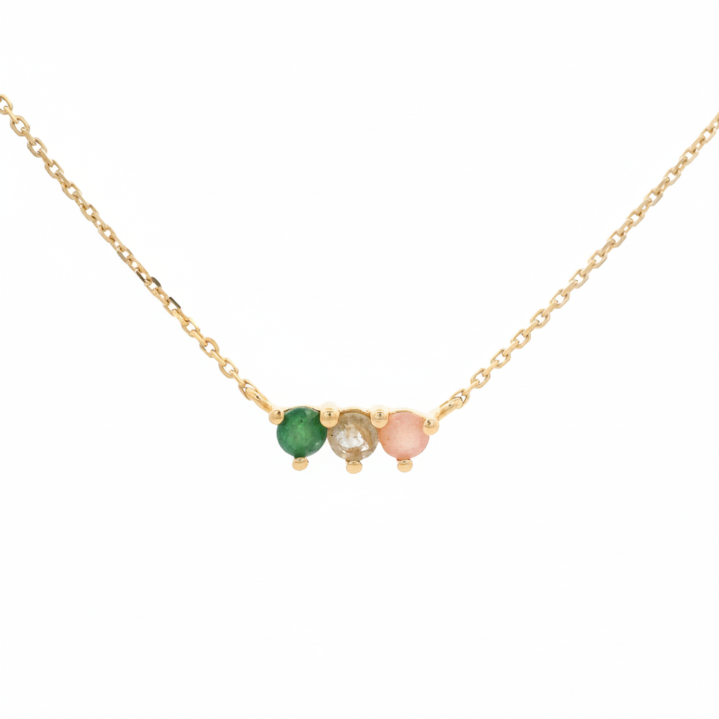 Collar de Barra con Aventurina, Labradorita y Piedra Luna